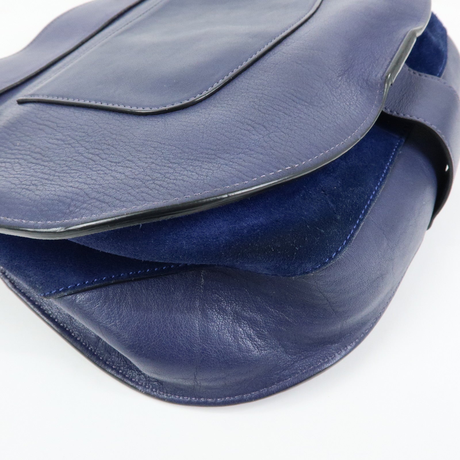 Chloe Goldie Leather Suede 2Way Hand Bag Shoulder Bag Navy