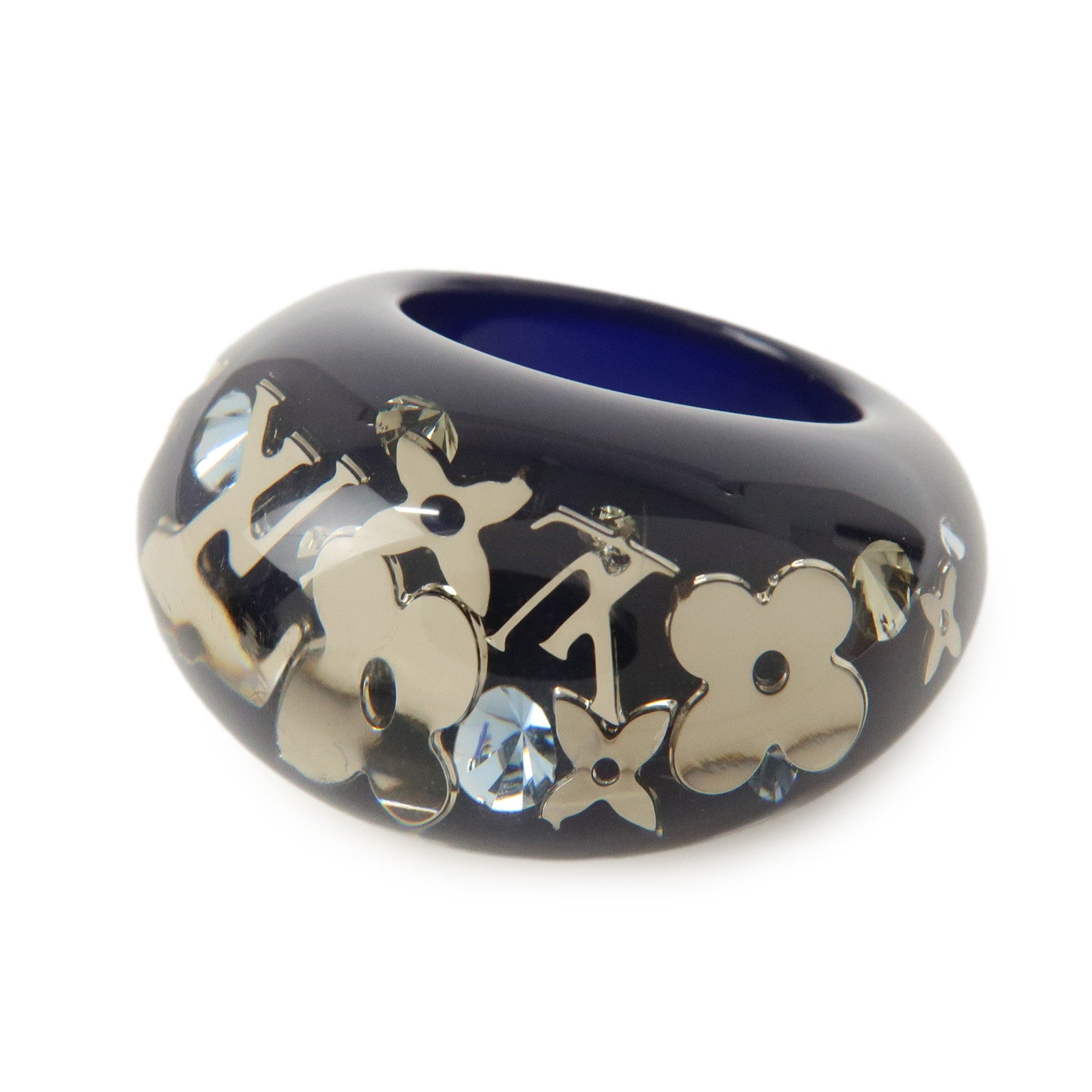 Louis Vuitton Monogram Bague Inclusion Resin Ring Navy