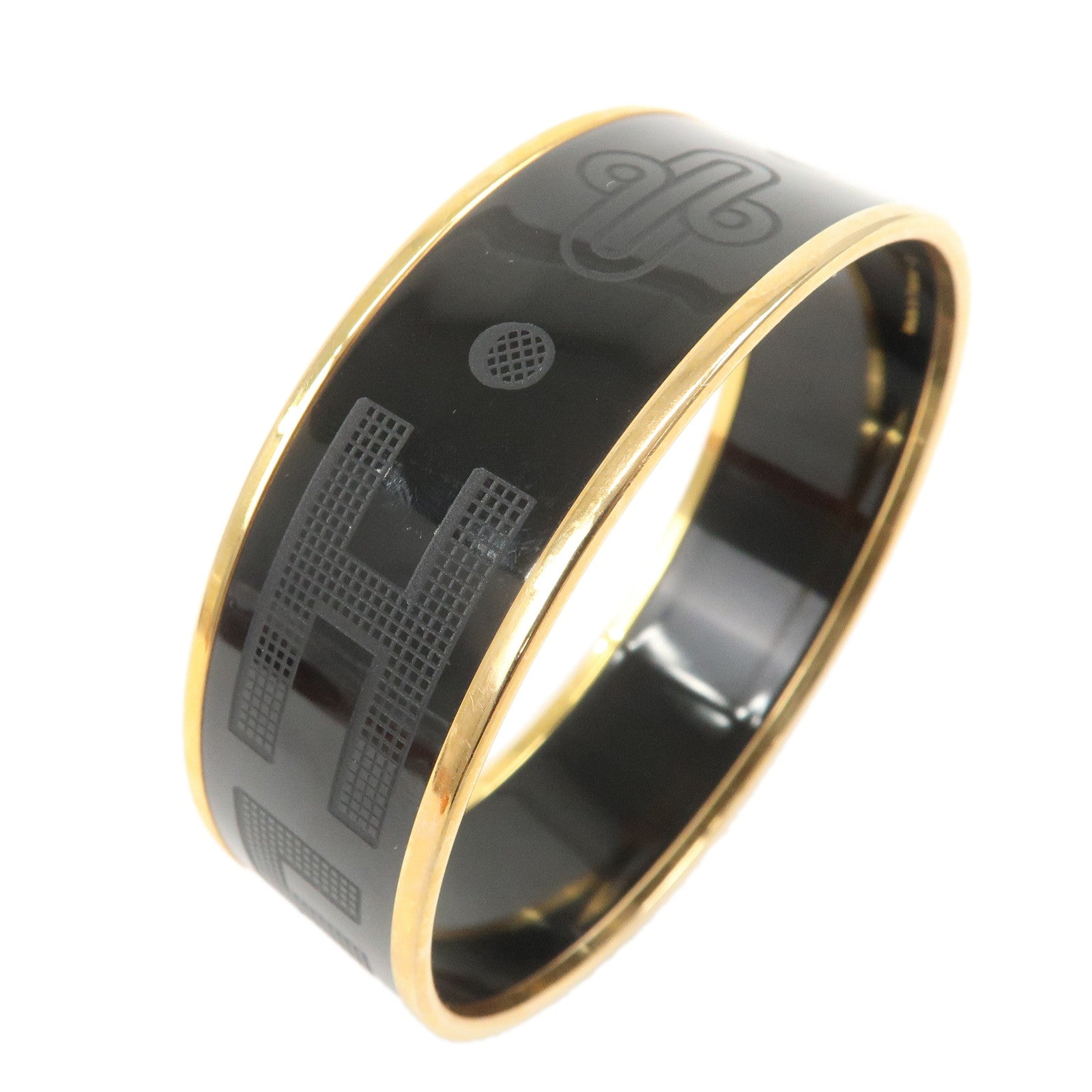 HERMES Email GM Bangle Metal Bracelet Black Gold
