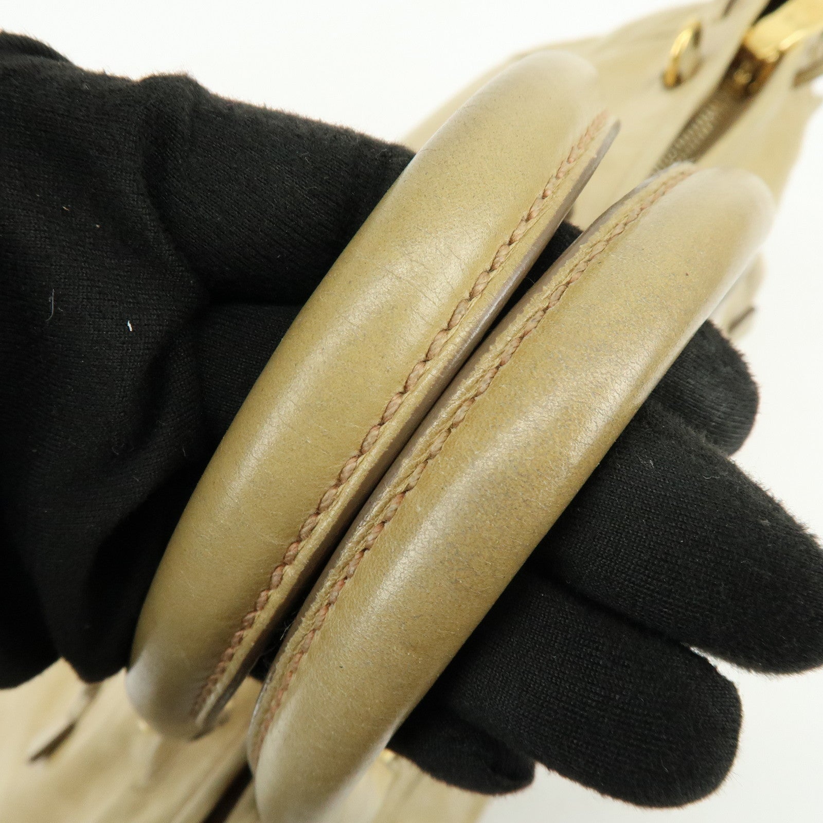 PRADA Logo Leather 2Way Shoulder Bag Hand Bag BN1921 Beige