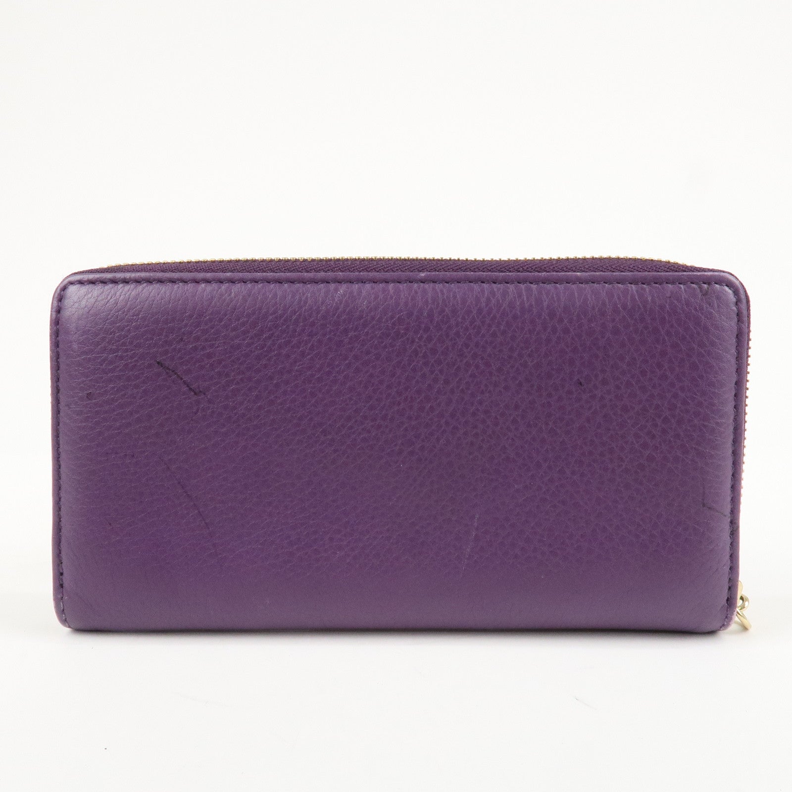 GUCCI SOHO Leather Zip Around Long Wallet Purple Used