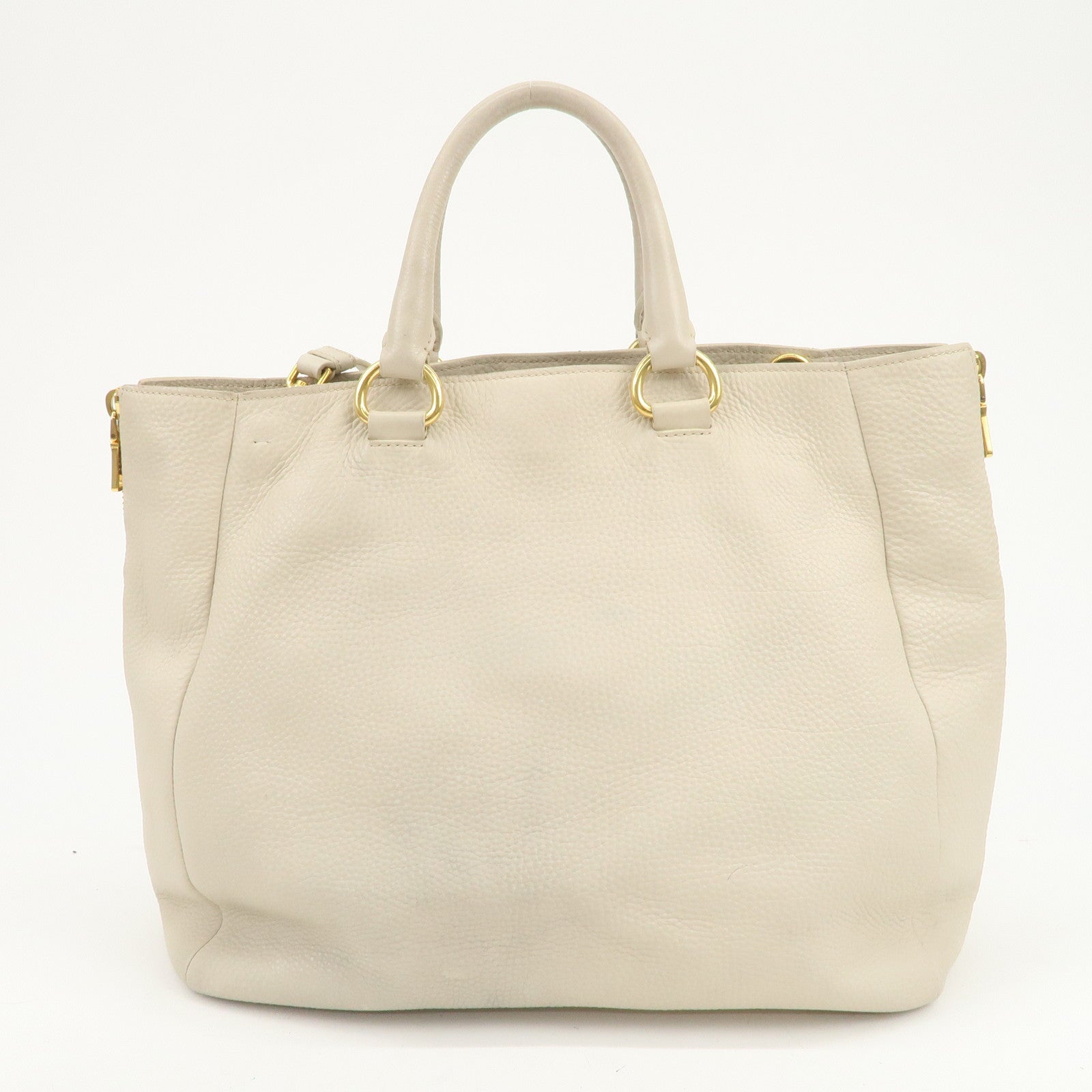 PRADA Logo 2Way Bag Hand Bag Shoulder Bag Ivory
