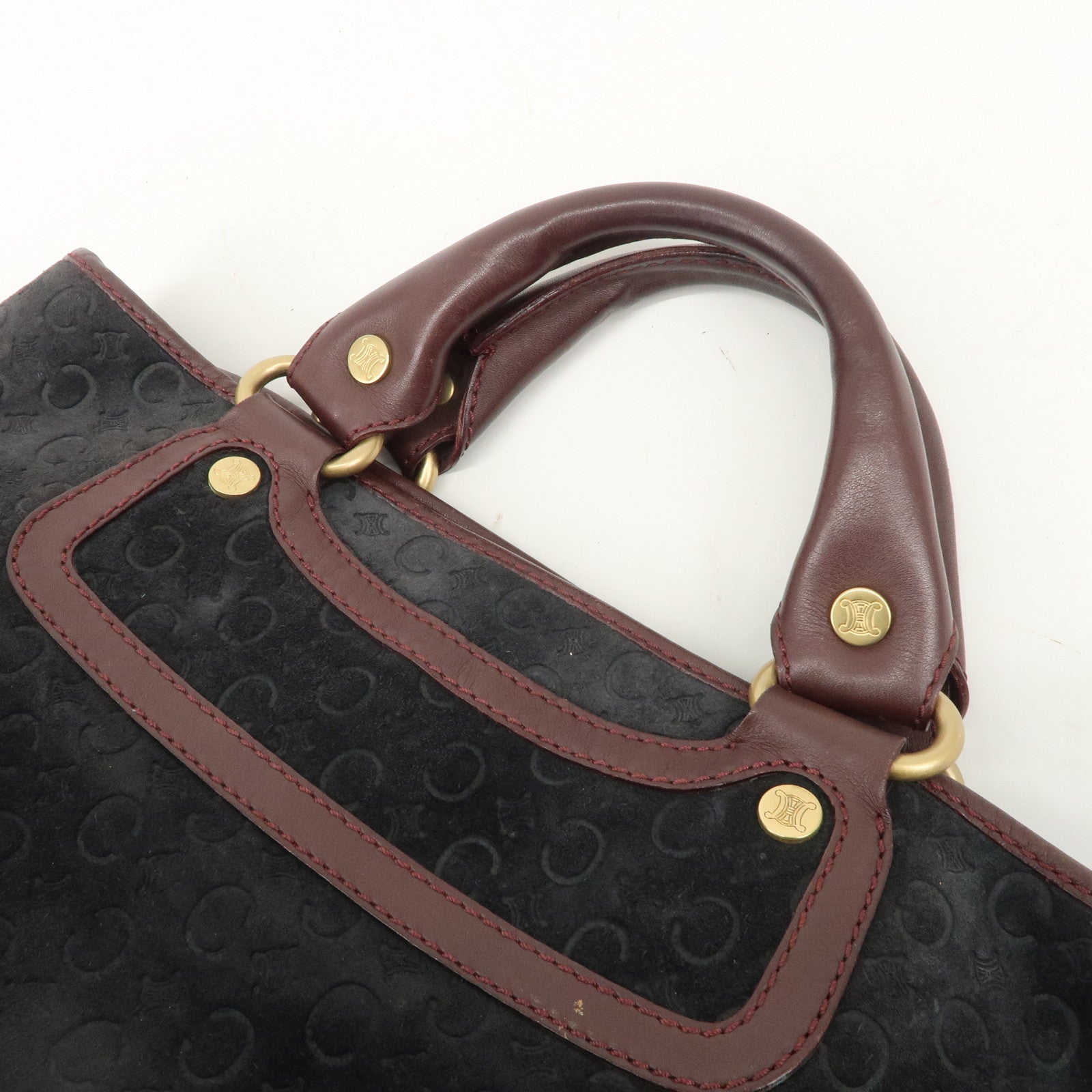 CELINE C Macadam Suede Leather Boogie Bag Bordeaux Black