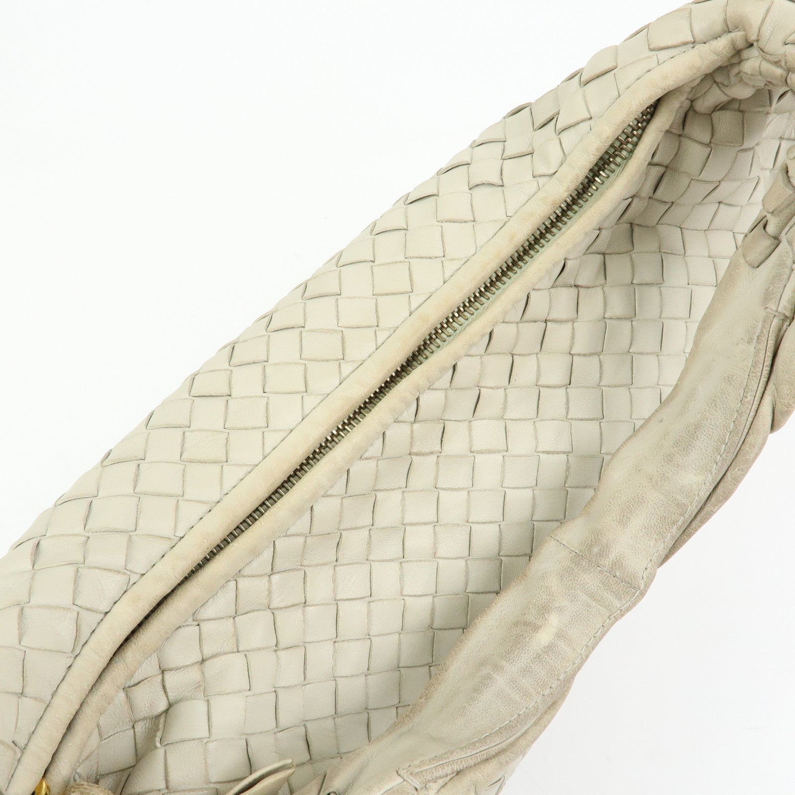 BOTTEGA VENETA Intrecciato Leather Shoulder Bag Hand Bag Ivory