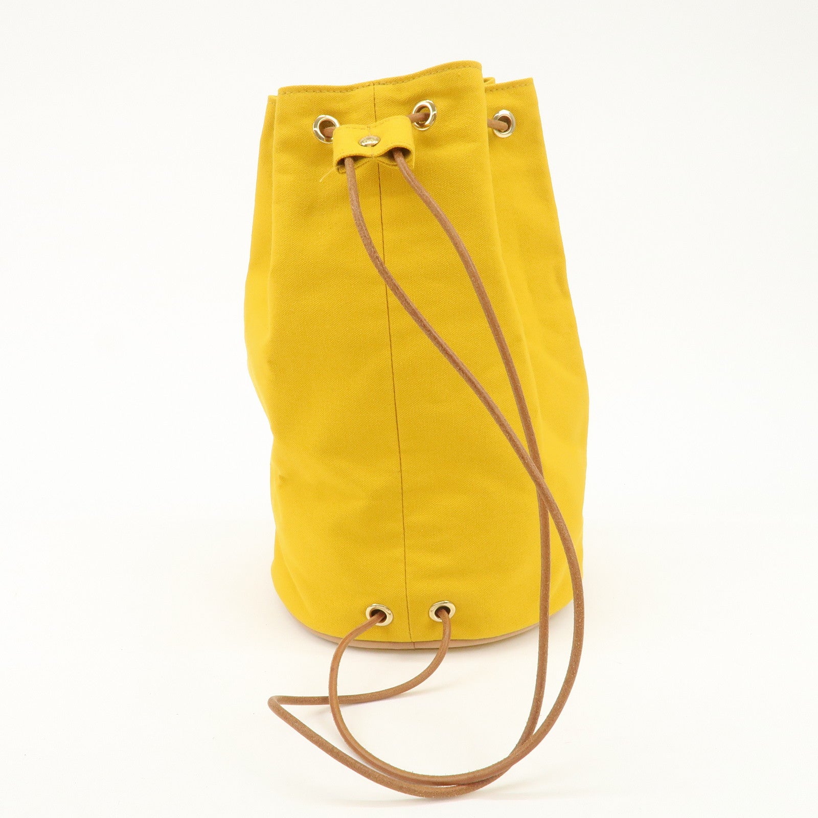 HERMES Porochon Mimil Canvas Leather PM Shoulder Bag Yellow