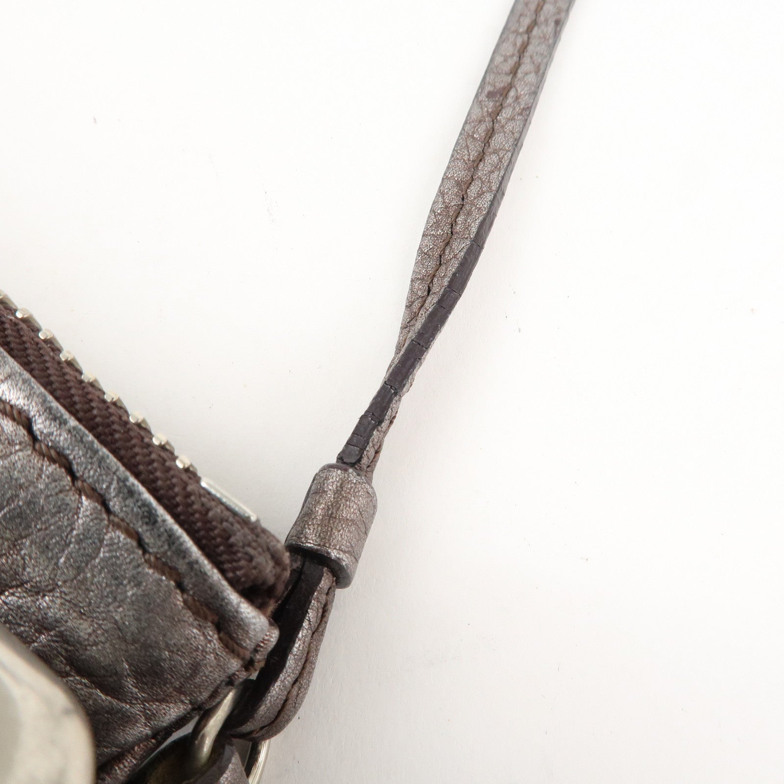 Chloe Paddington Leather Mini Bag Pouch Metallic Silver Used