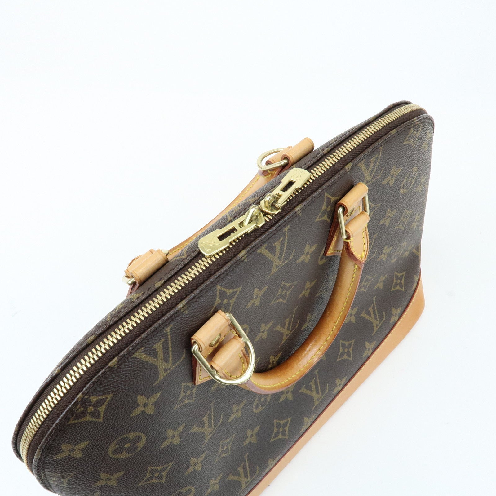 Louis Vuitton Monogram Alma Canvas Leather Hand Bag Brown M51130