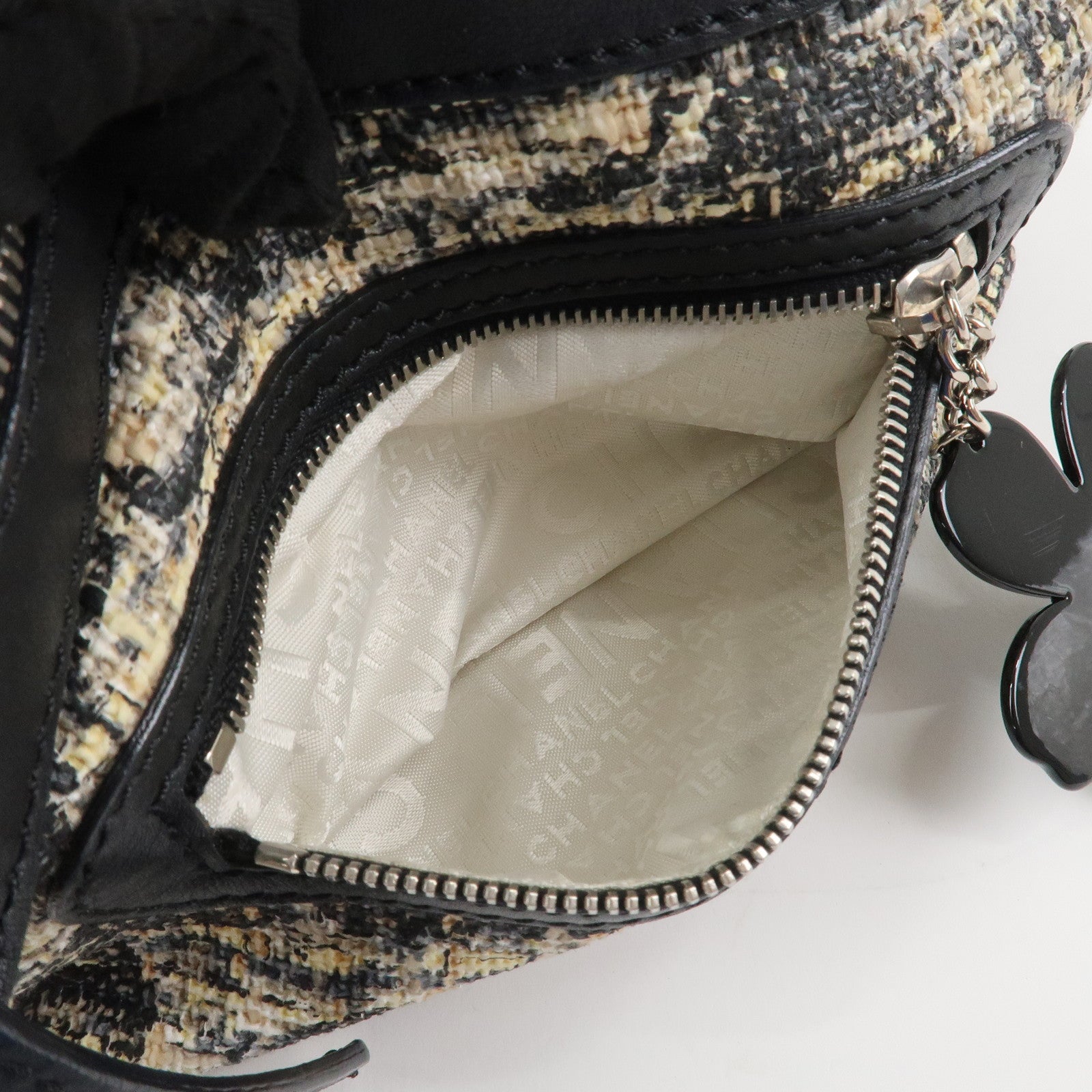 CHANEL COCO Mark Tweed Leather Shoulder Bag Black Multicolor