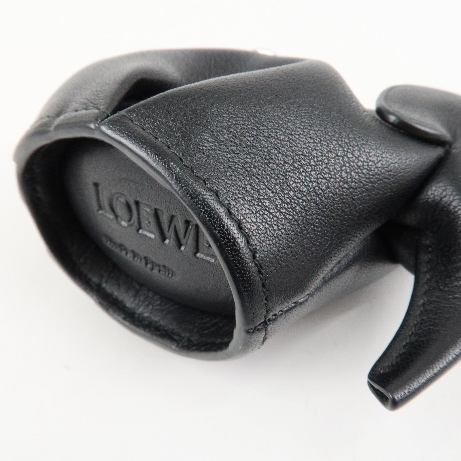 LOEWE Calf Skin Animal Coin Case Elephant Charm Black Used