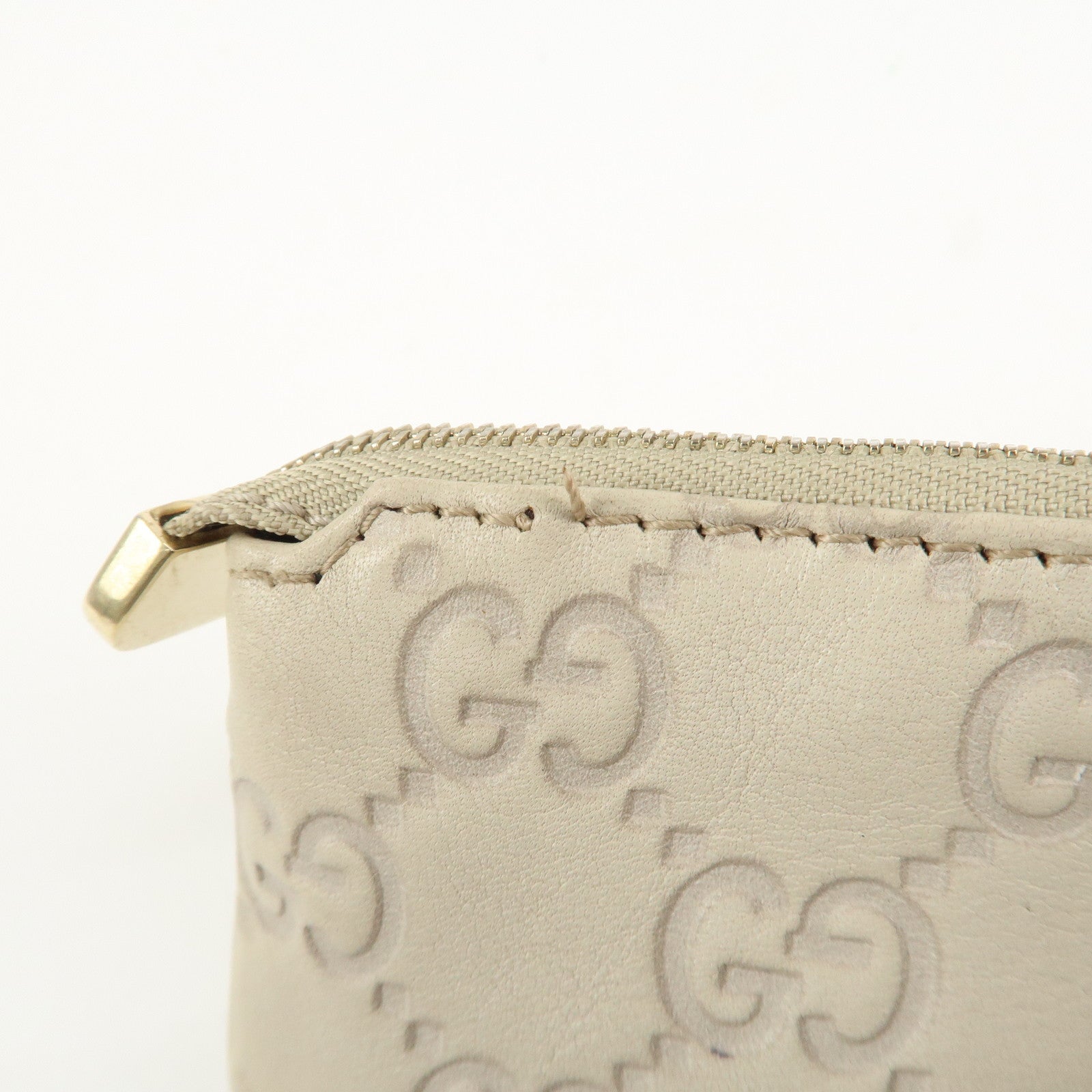 GUCCI Guccissima Leather Coin Case Key Case Ivory 233183 Used