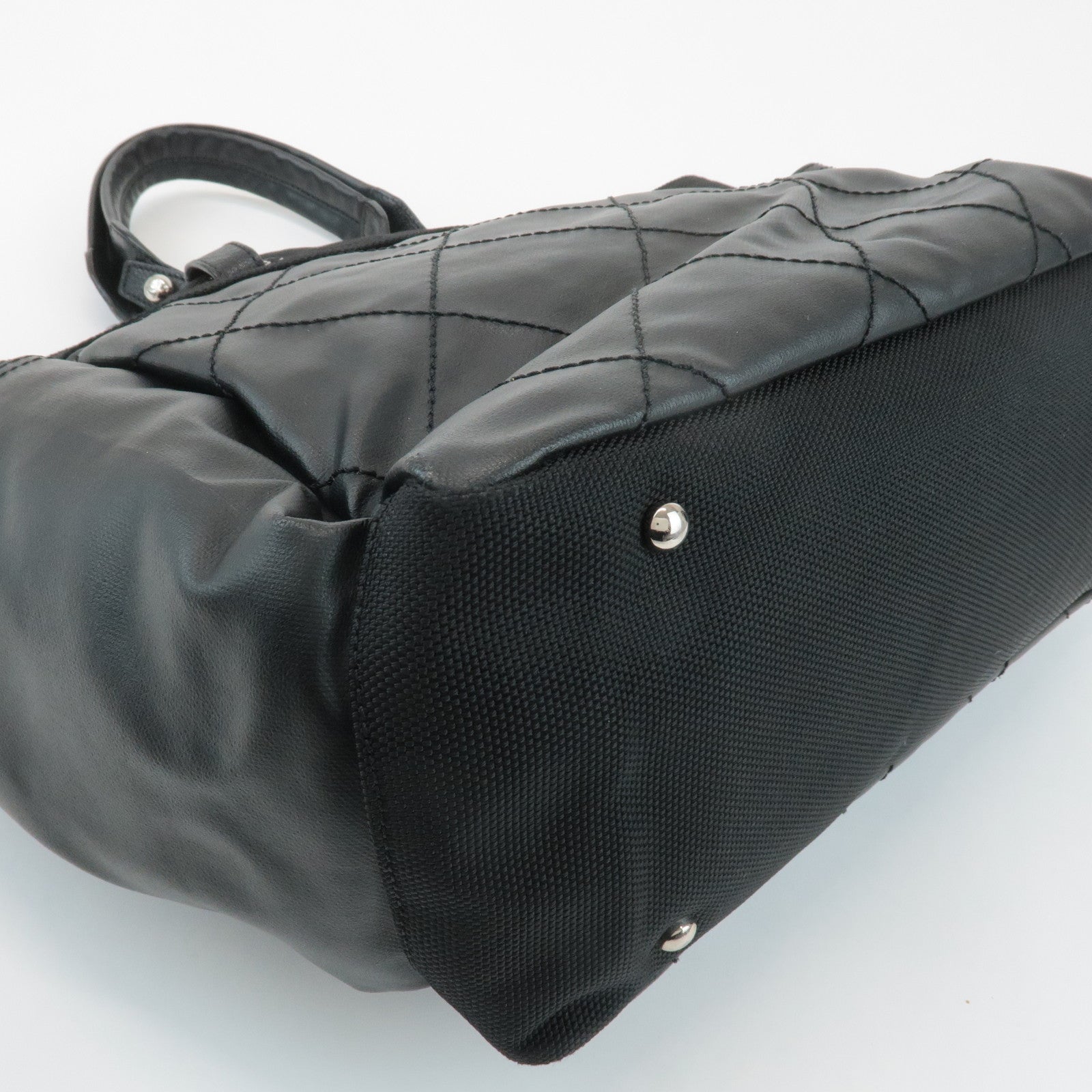 CHANEL COCO Paris Biarritz GM Coated Canvas Leather Tote Bag Black