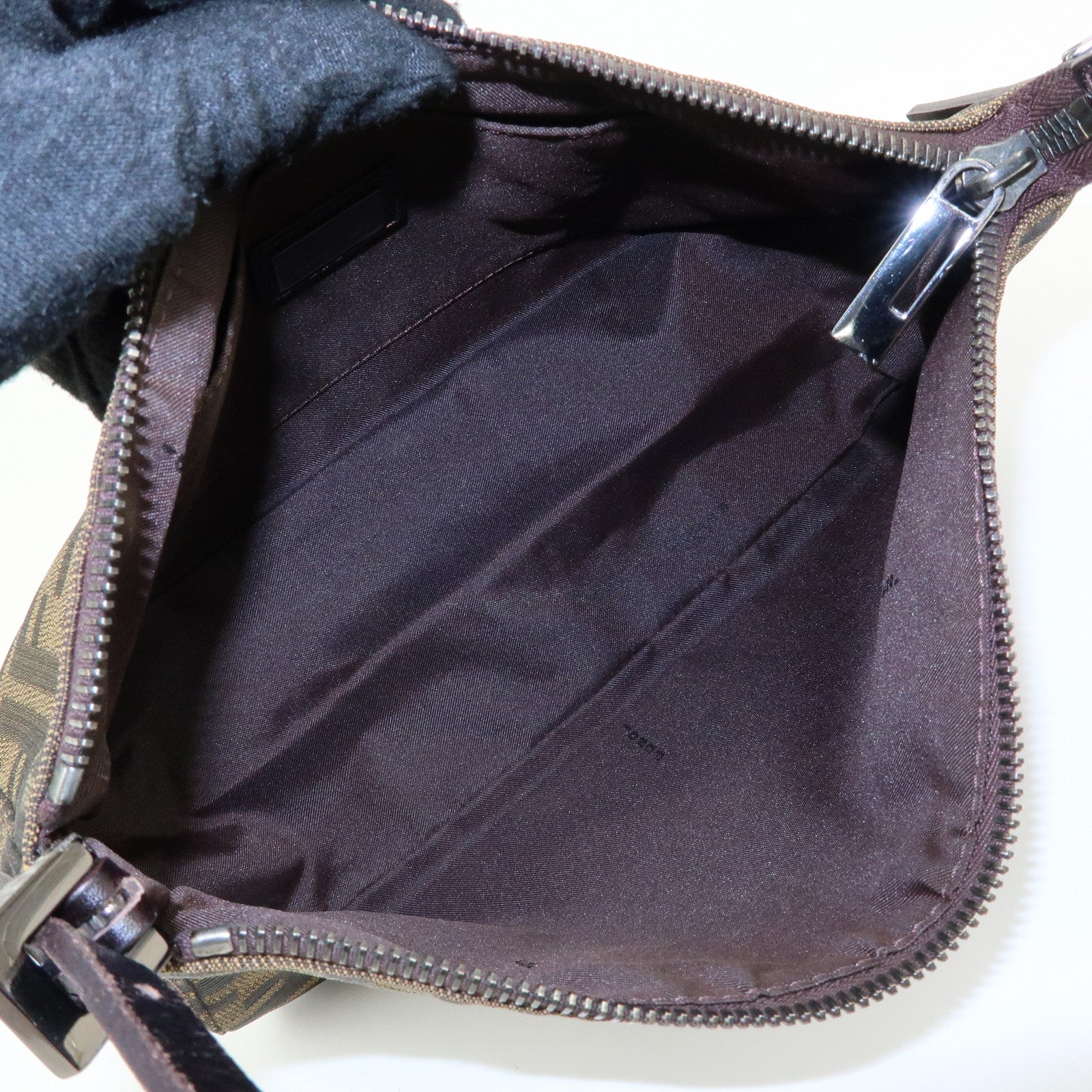 FENDI Zucca Canvas Leather Hand Bag Shoulder Bag Brown 8BR156