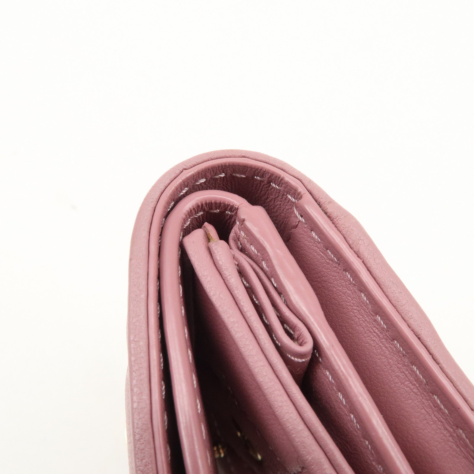 Christian Dior Cannage Leather Tri-fold Compact Wallet Pink