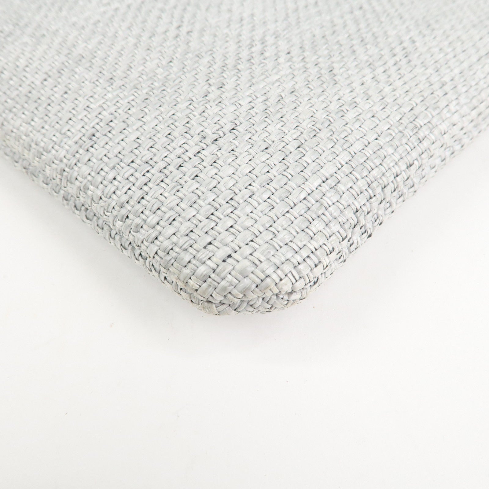 CHANEL Deauville Nylon Canvas Pouch Clutch Bag Light Gray A80118