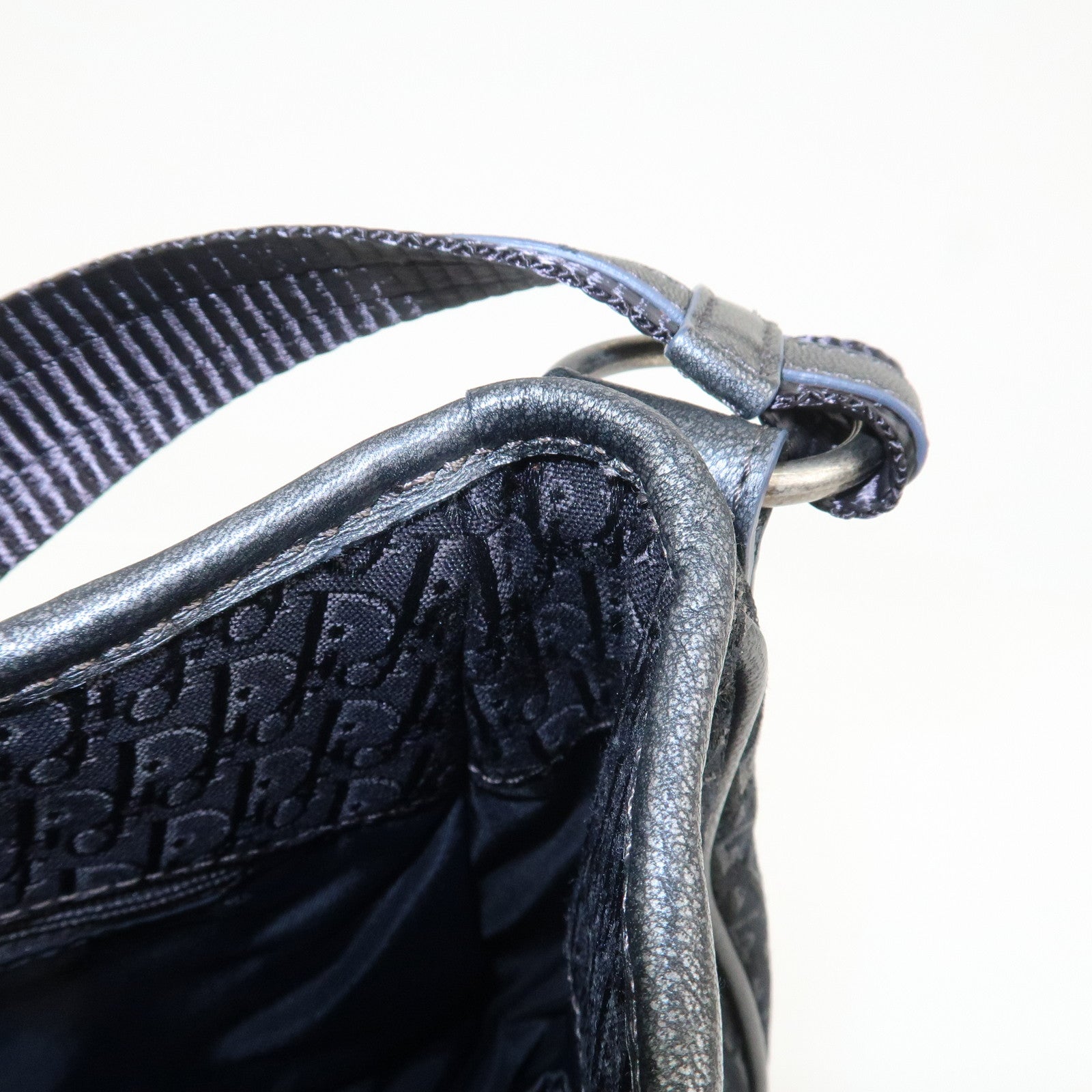 Christian Dior Trotter Canvas Leather Shoulder Bag Hand Bag Black