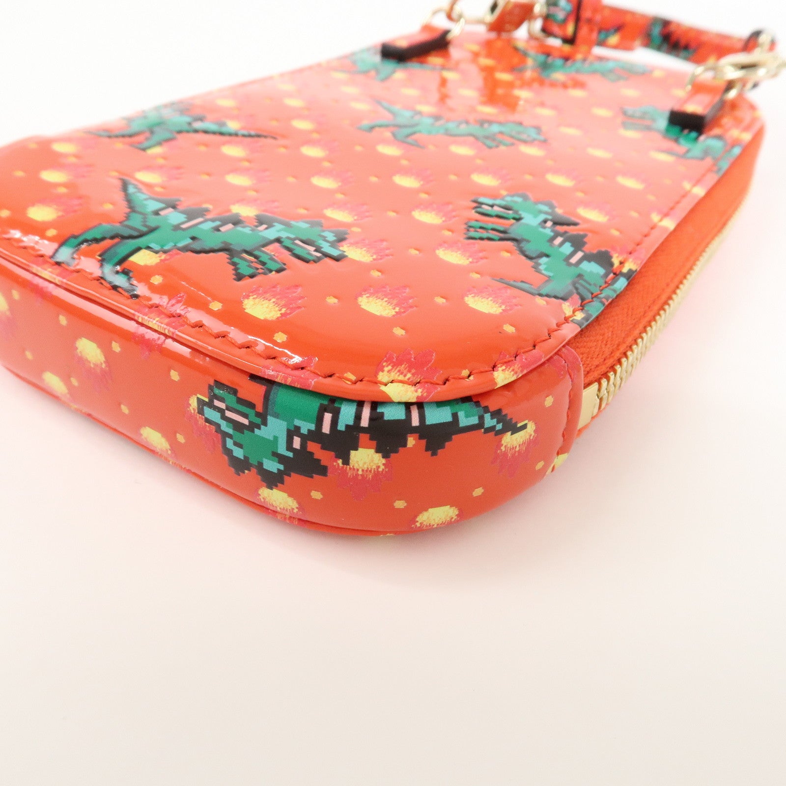 Christian Dior Dinosaur Motif Patent Leather Hand Bag Shoulder Bag