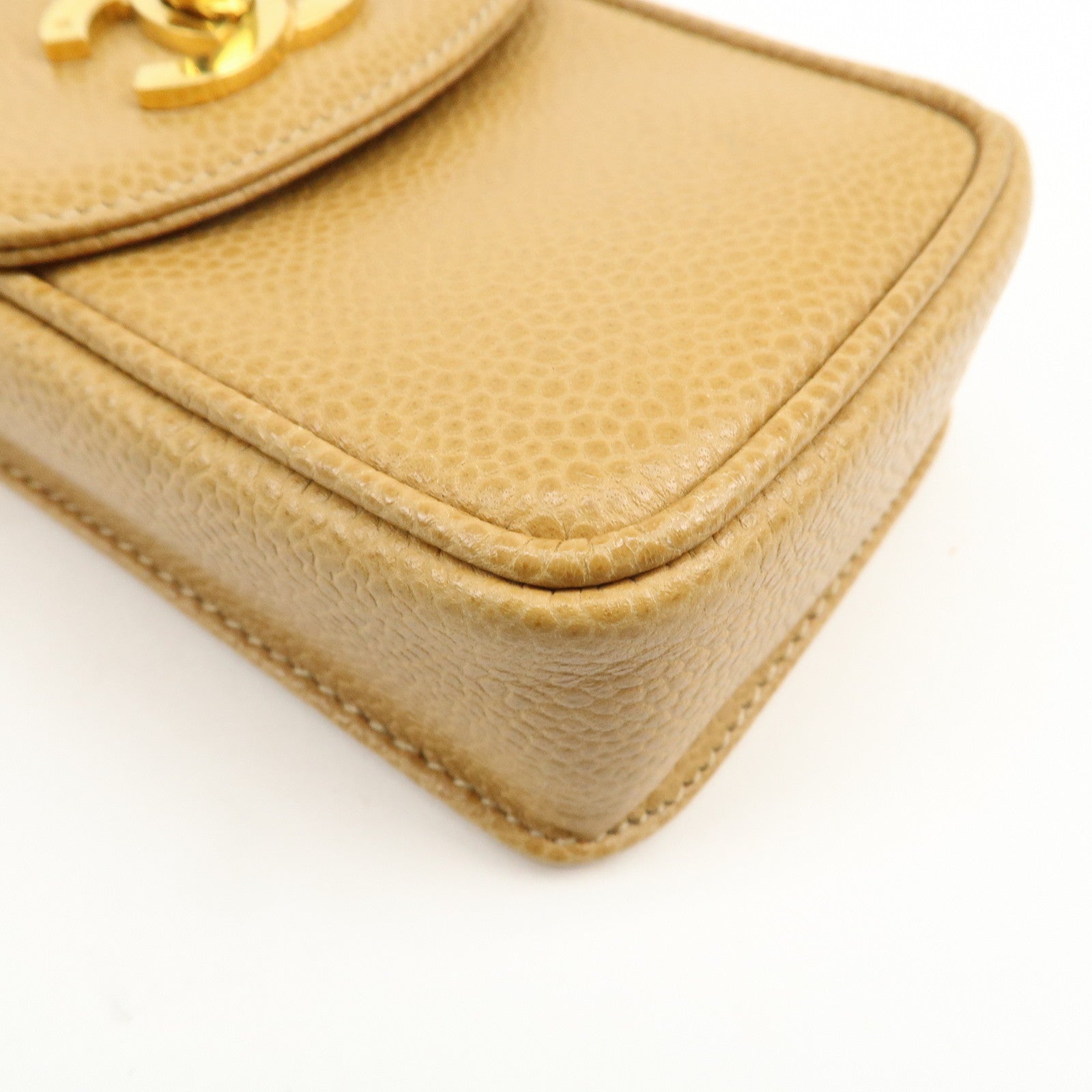 CHANEL COCO Mark Chain Shoulder Bag Phone Case Light Brown