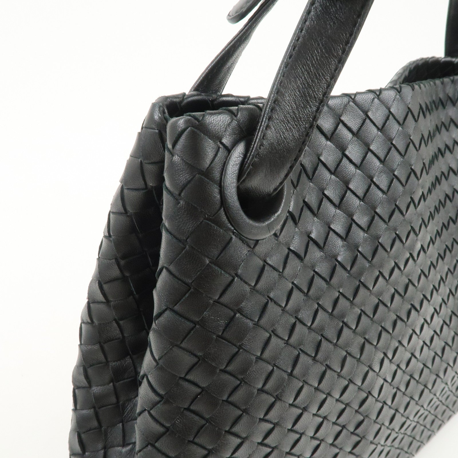 BOTTEGA VENETA Intrecciato Leather Tote Bag Hand Bag Black