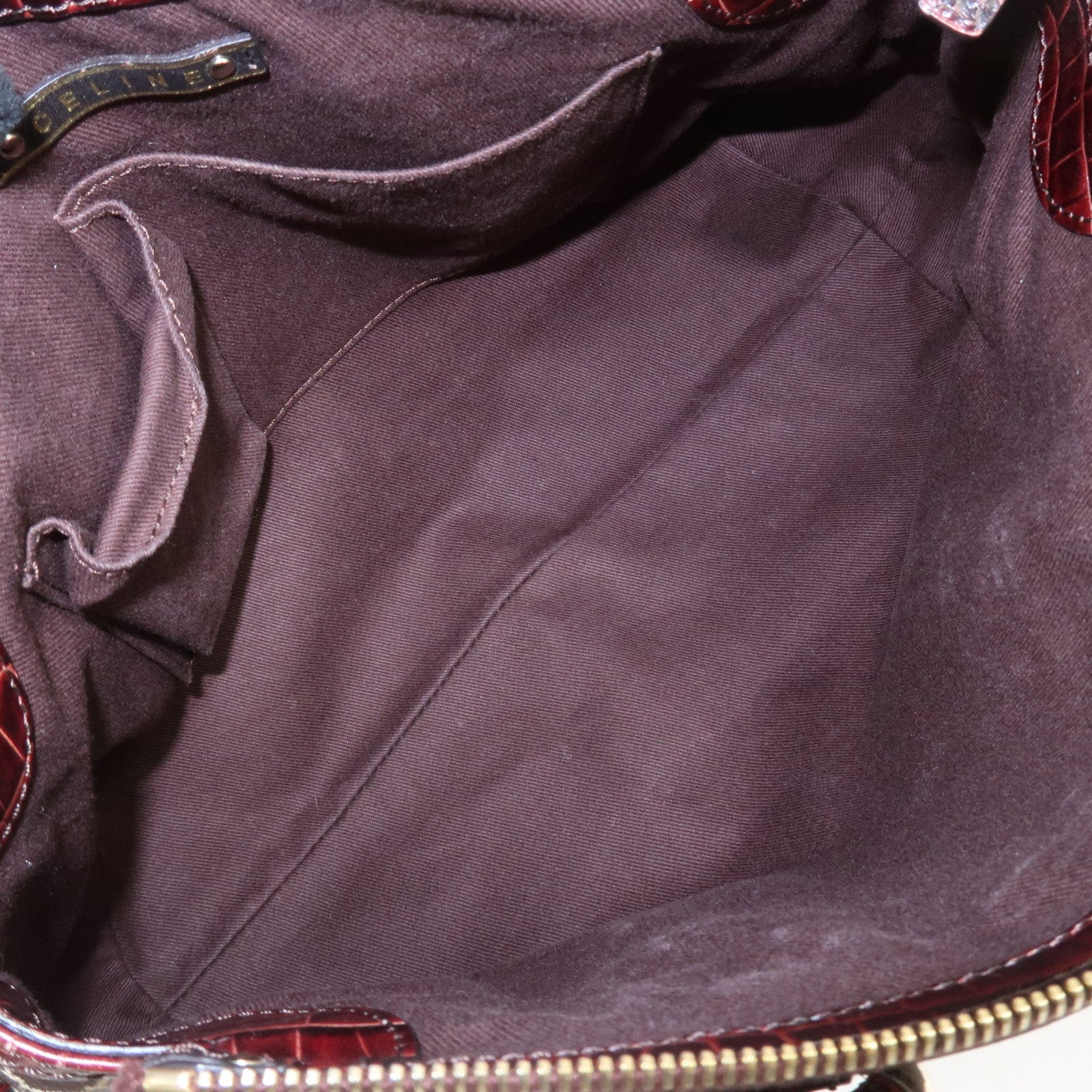 CELINE Macadam Canvas Emboss Leather 2 Way Bag Hand Bag Brown