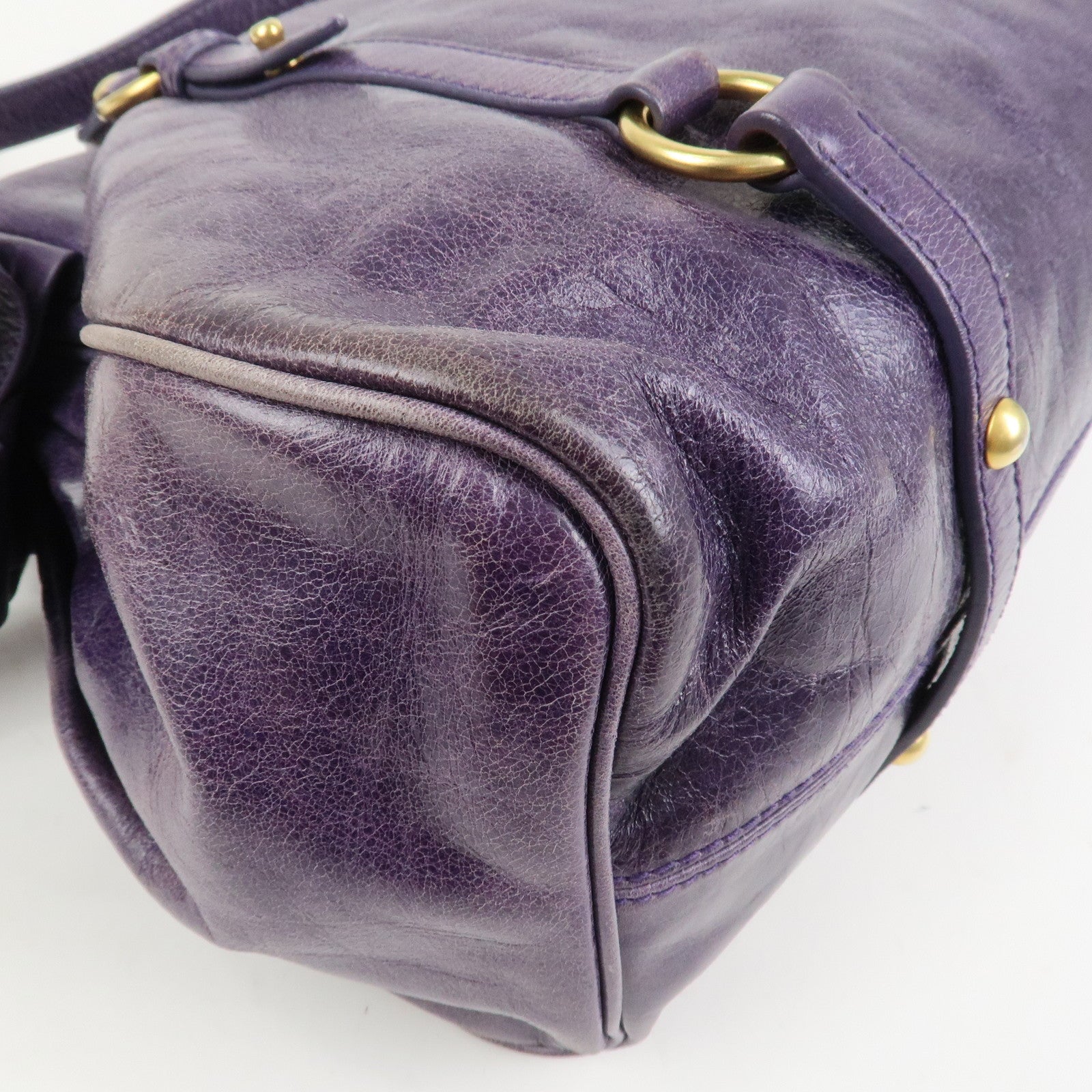 MIU MIU Logo Leather 2Way Bag Hand Bag Shoulder Bag Purple