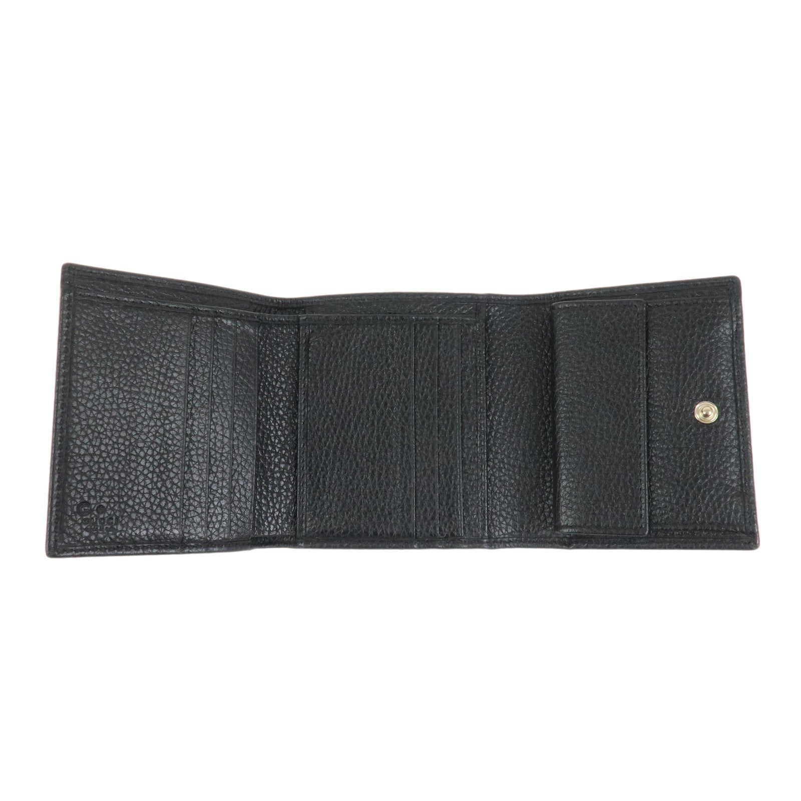 GUCCI SOHO Interlocking G Calf Leather Compact Wallet Black 598207