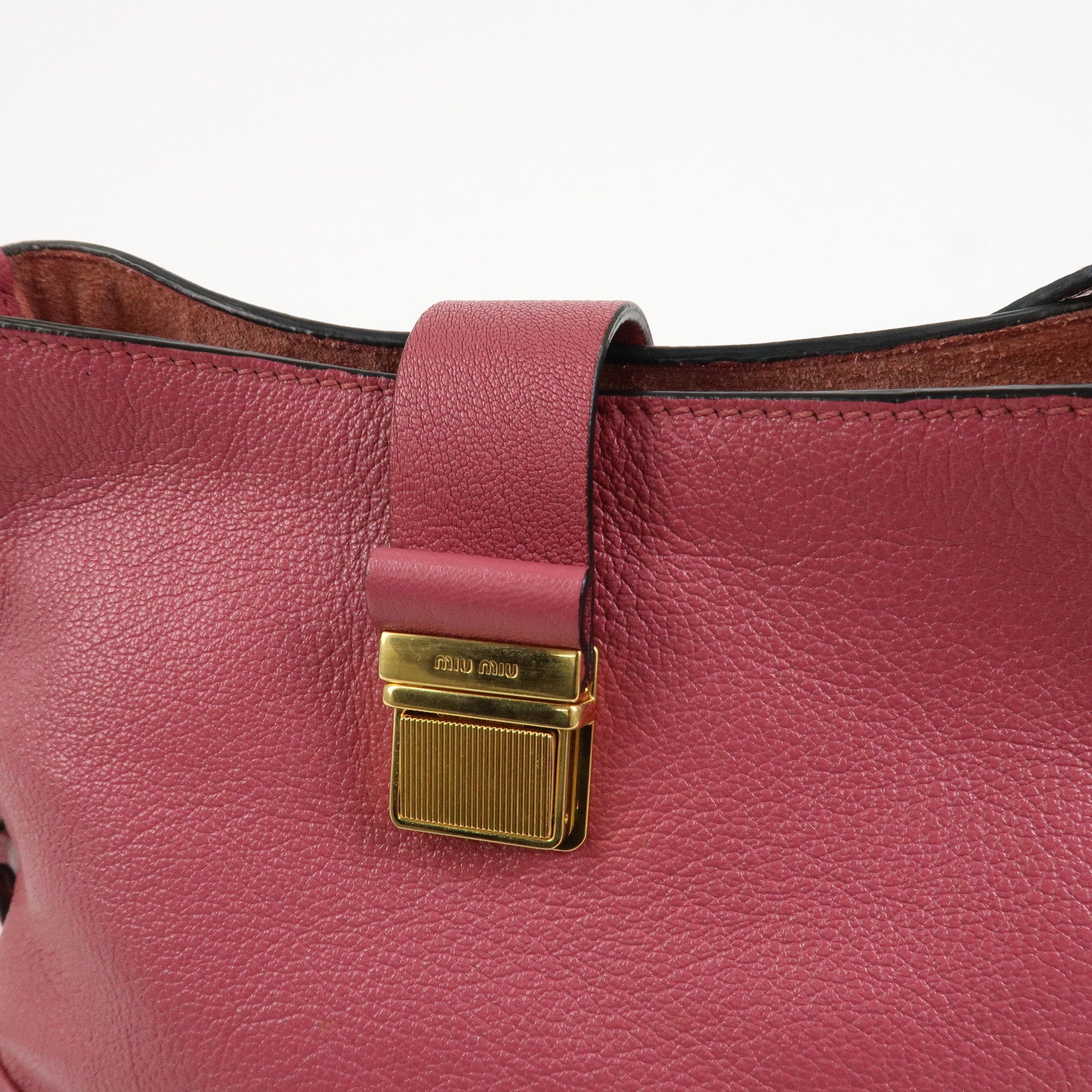 MIU MIU Madras 2Way Bag Hand Bag Shoulder Bag Pink RR1951