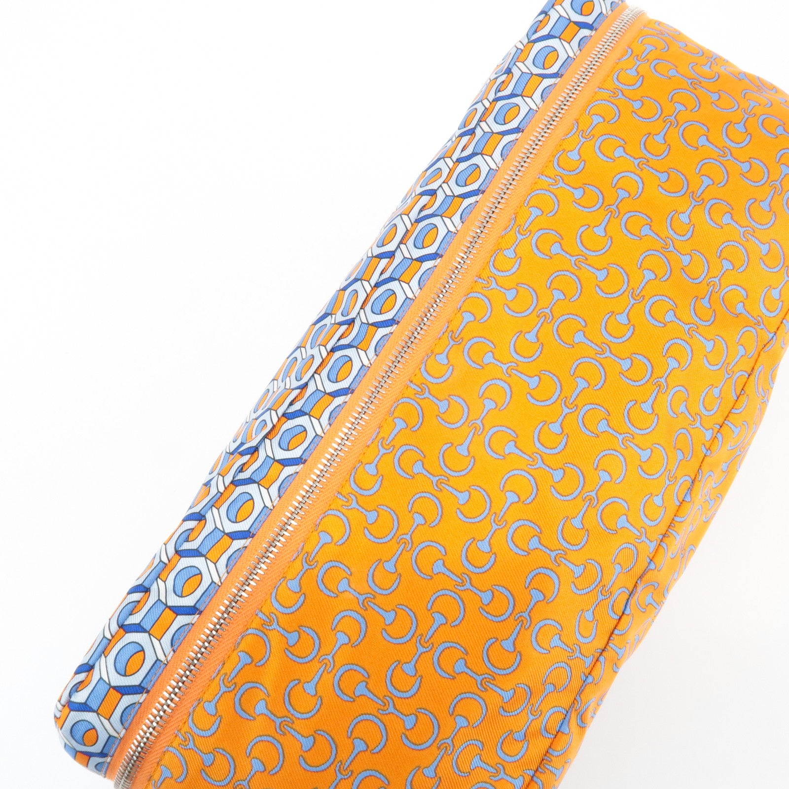 HERMES Eau des Voyages PM Silk Pouch Orange Blue Used
