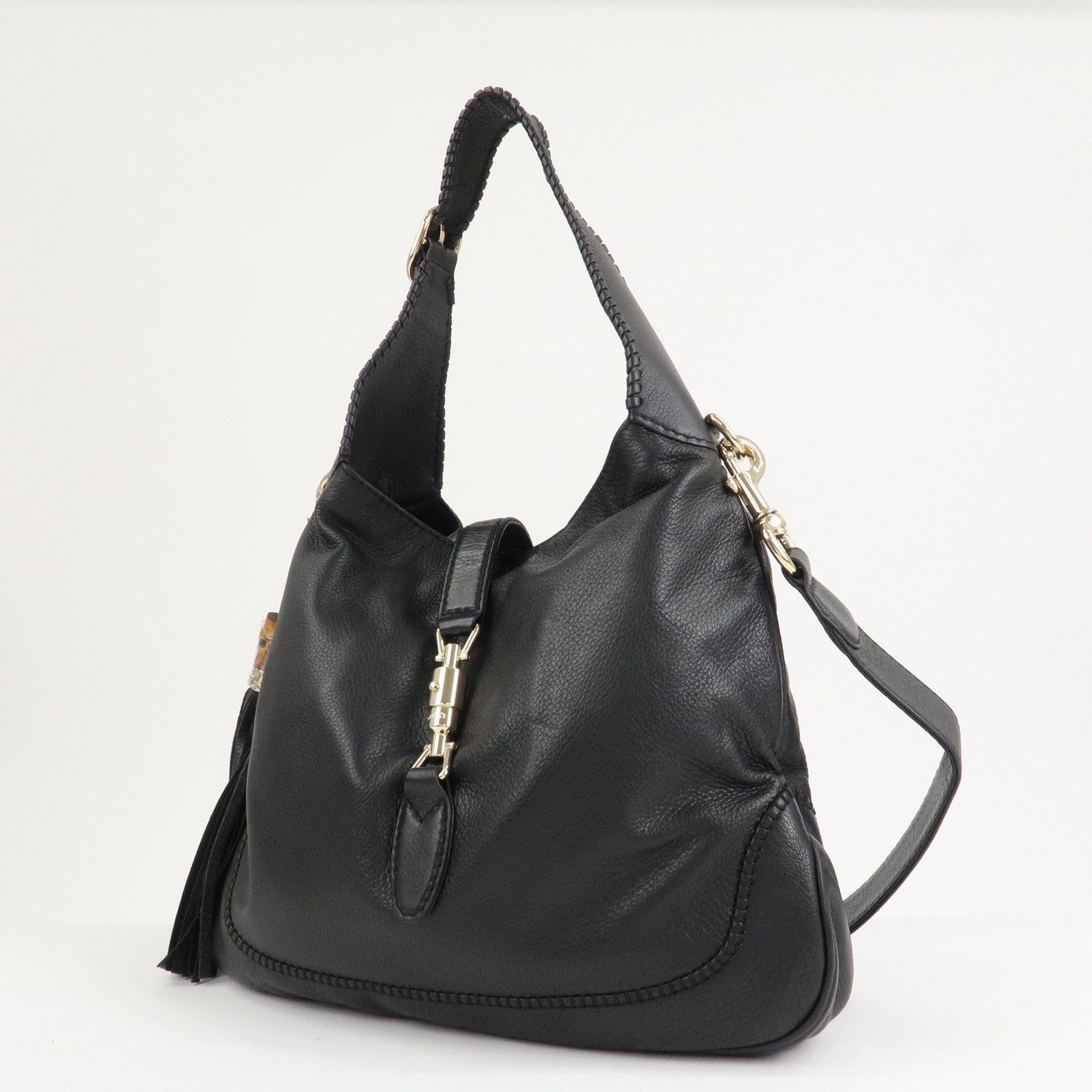 GUCCI New Jackie Leather 2Way Shoulder Hand Bag Brown 246907