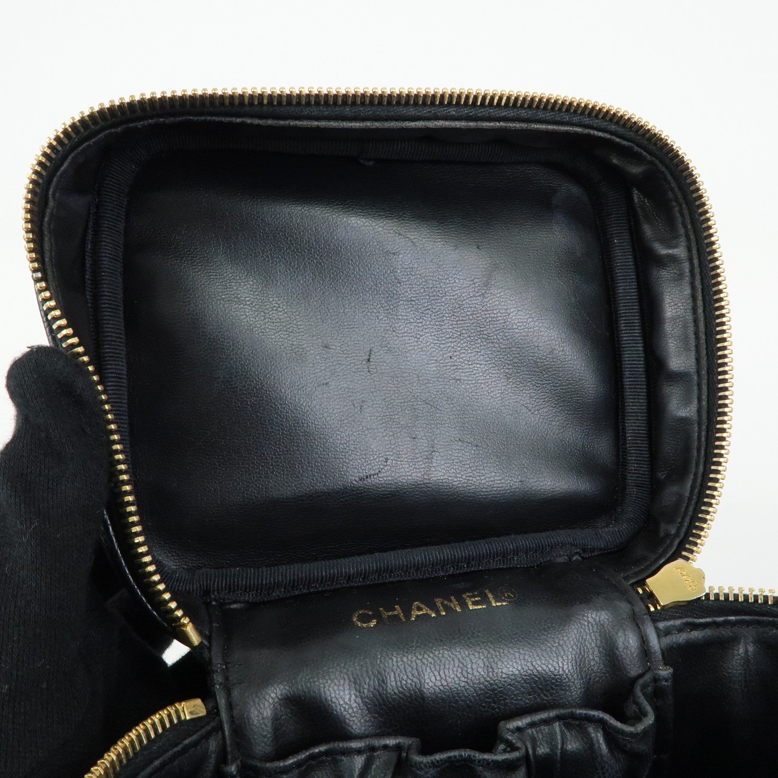 CHANEL COCO Mark Caviarskin Vanity Bag Hand Bag Black A01998