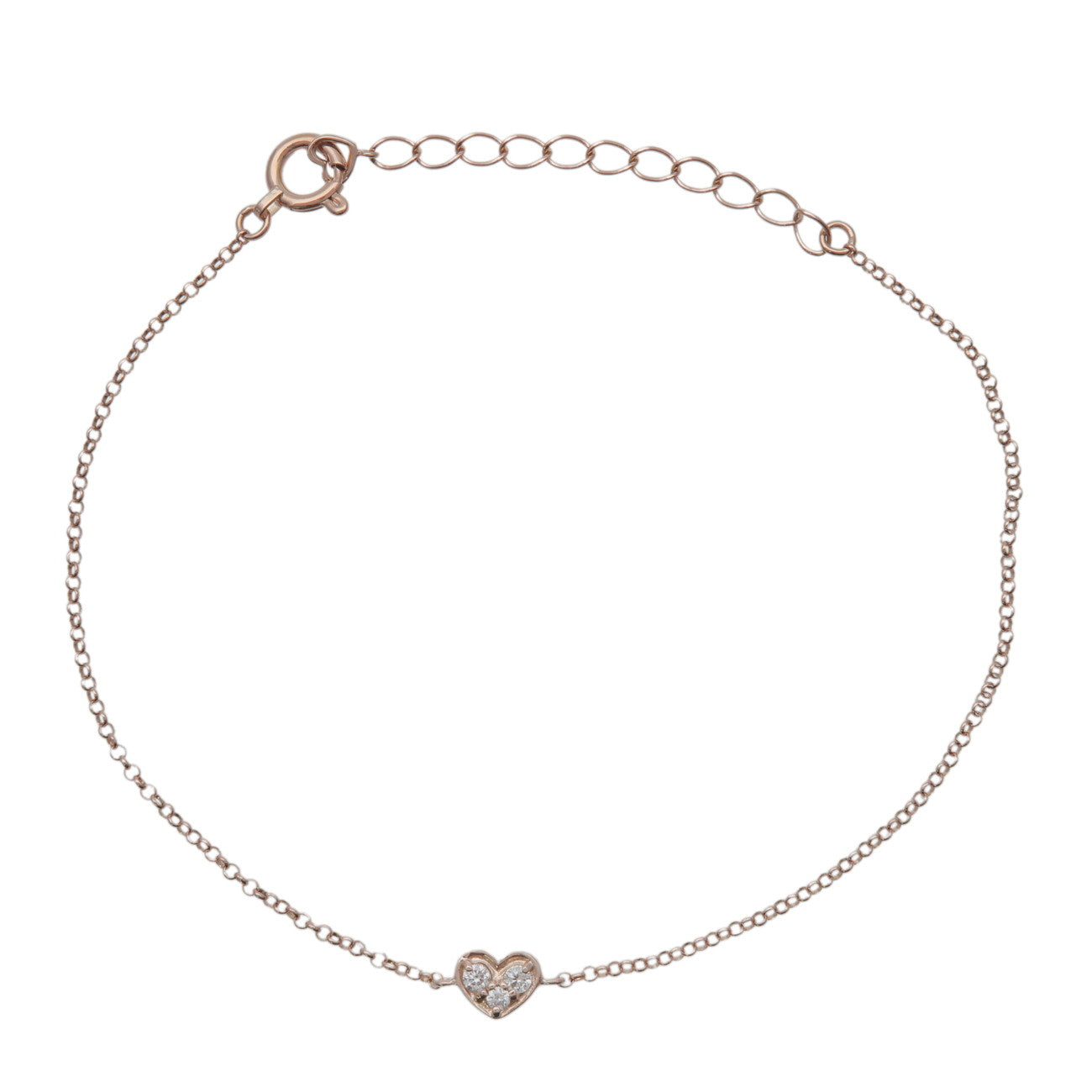 Ponte Vecchio Heart Motif 3P Diamond Bracelet K18 750PG Rose Gold