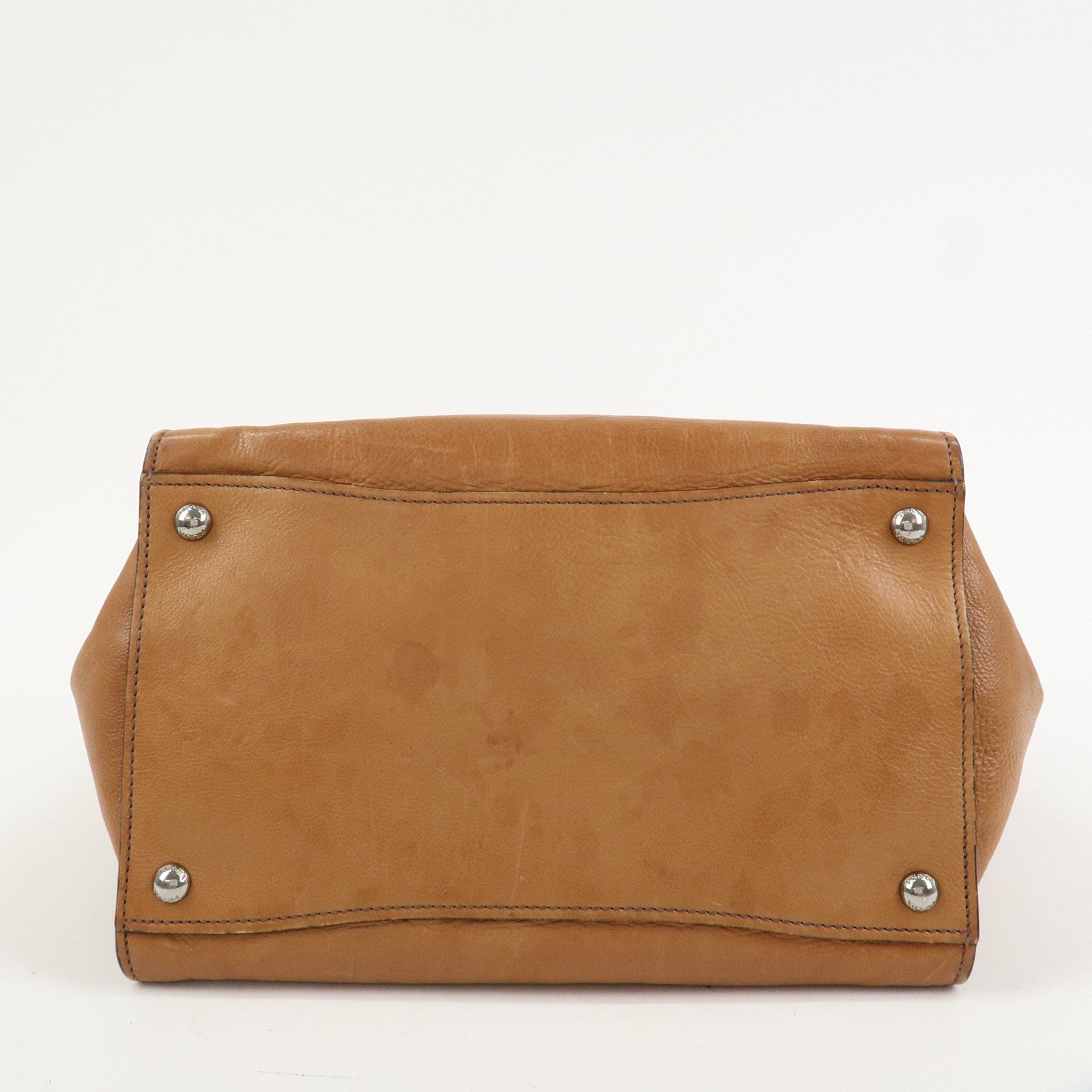 PRADA Triangle Logo Leather 2Way Hand Bag Shoulder Bag Brown BN2619