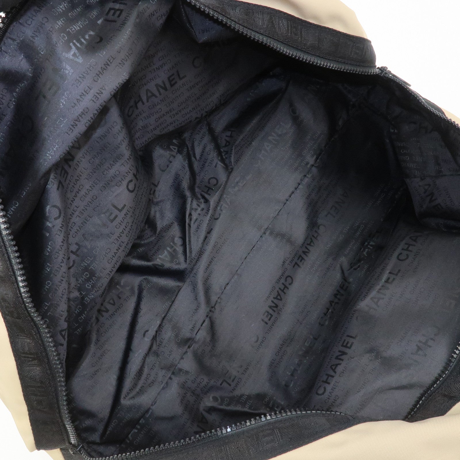CHANEL Sports Line Nylon Boston Bag Travel Bag Beige Black A19976