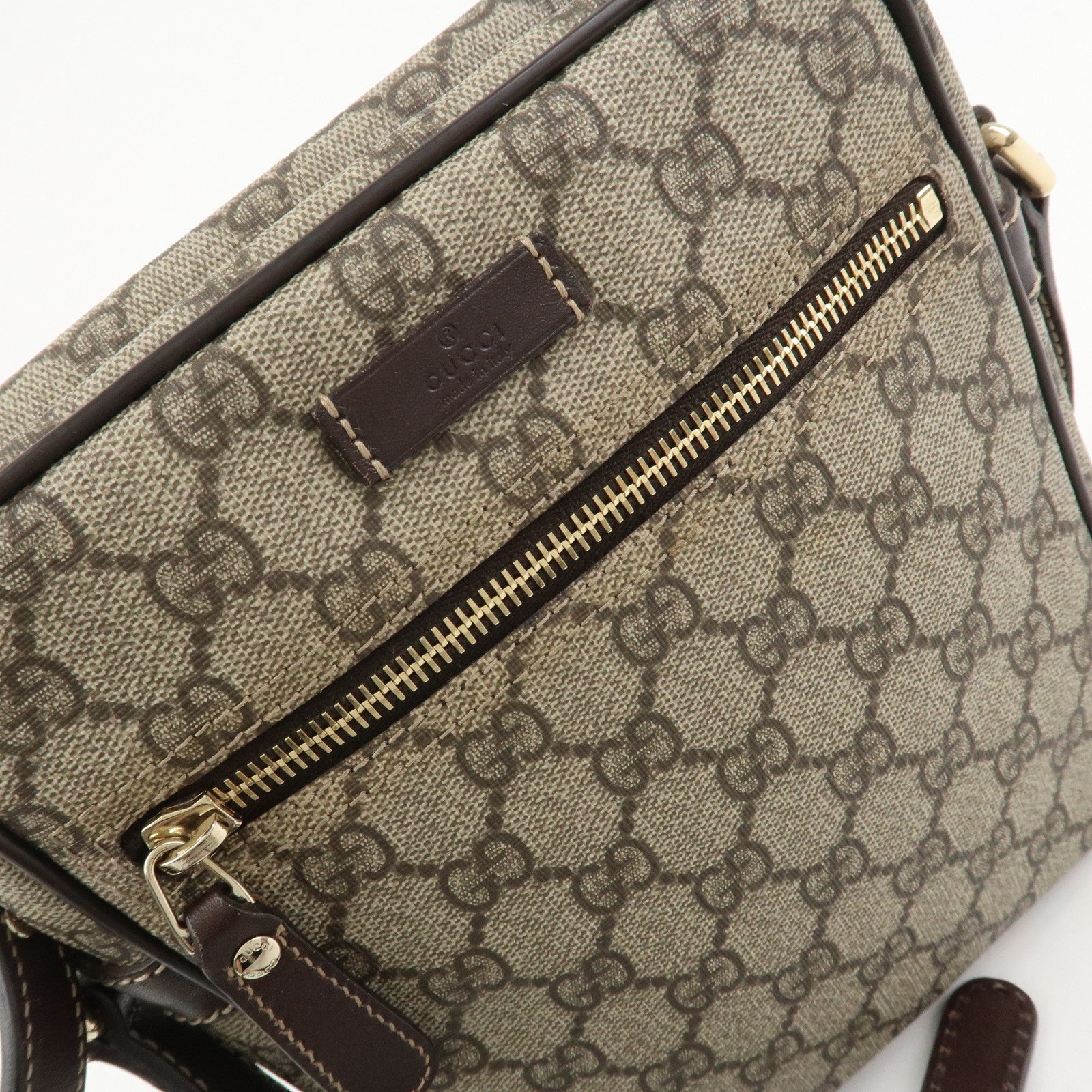 GUCCI GG Supreme Leather Shoulder Bag Crossbody Bag Beige 233268