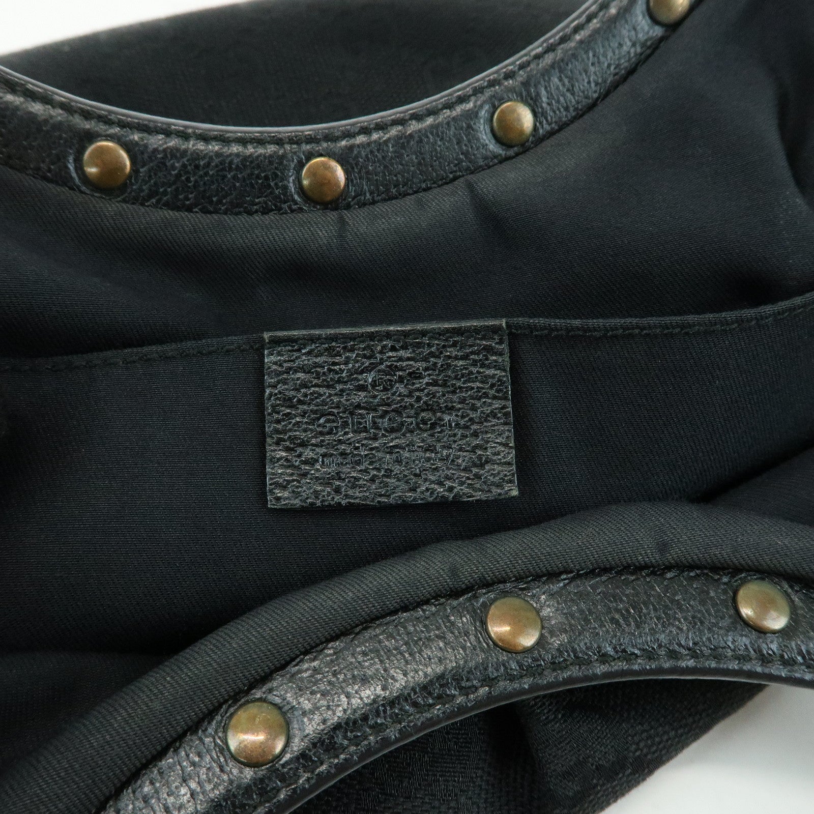 GUCCI Bamboo GG Canvas Leather Hand Bag Shoulder Bag Black 124297