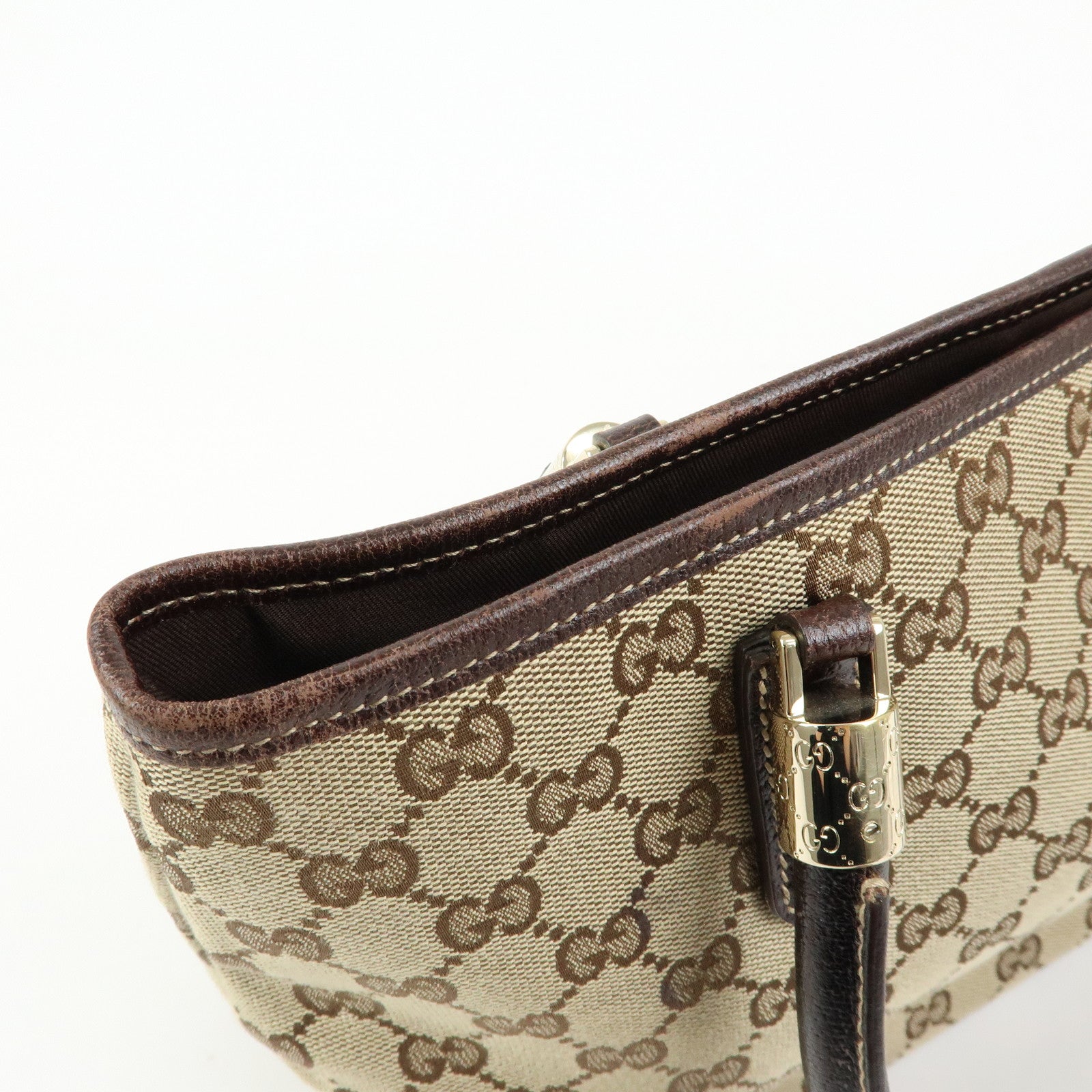 GUCCI Sherry GG Canvas Tote Bag Shoulder Bag Beige Brown 161717