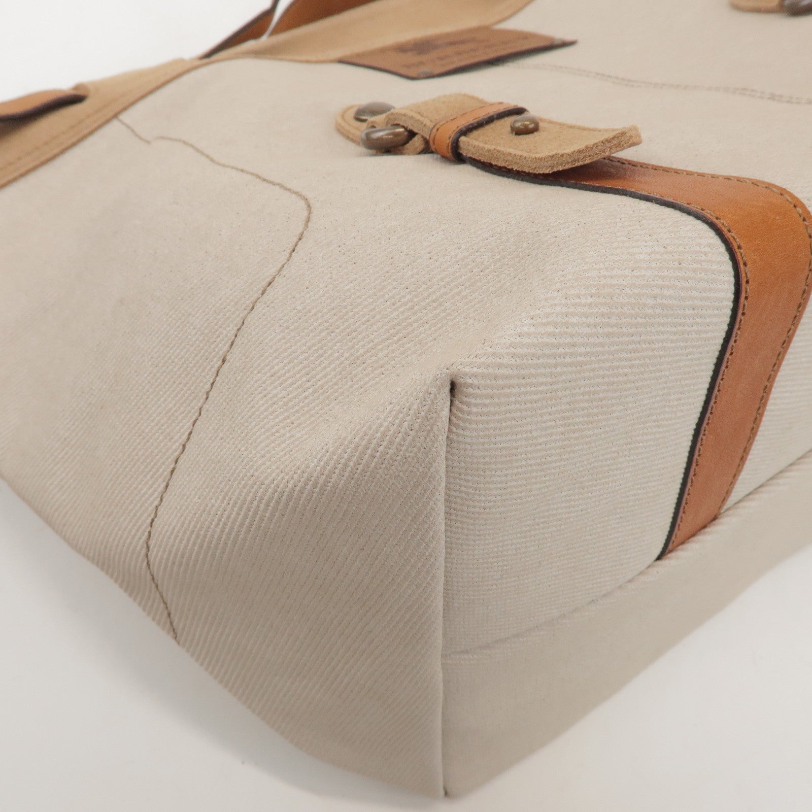 BURBERRY Blue Label Canvas Suede Leather Tote Bag Natural Brown