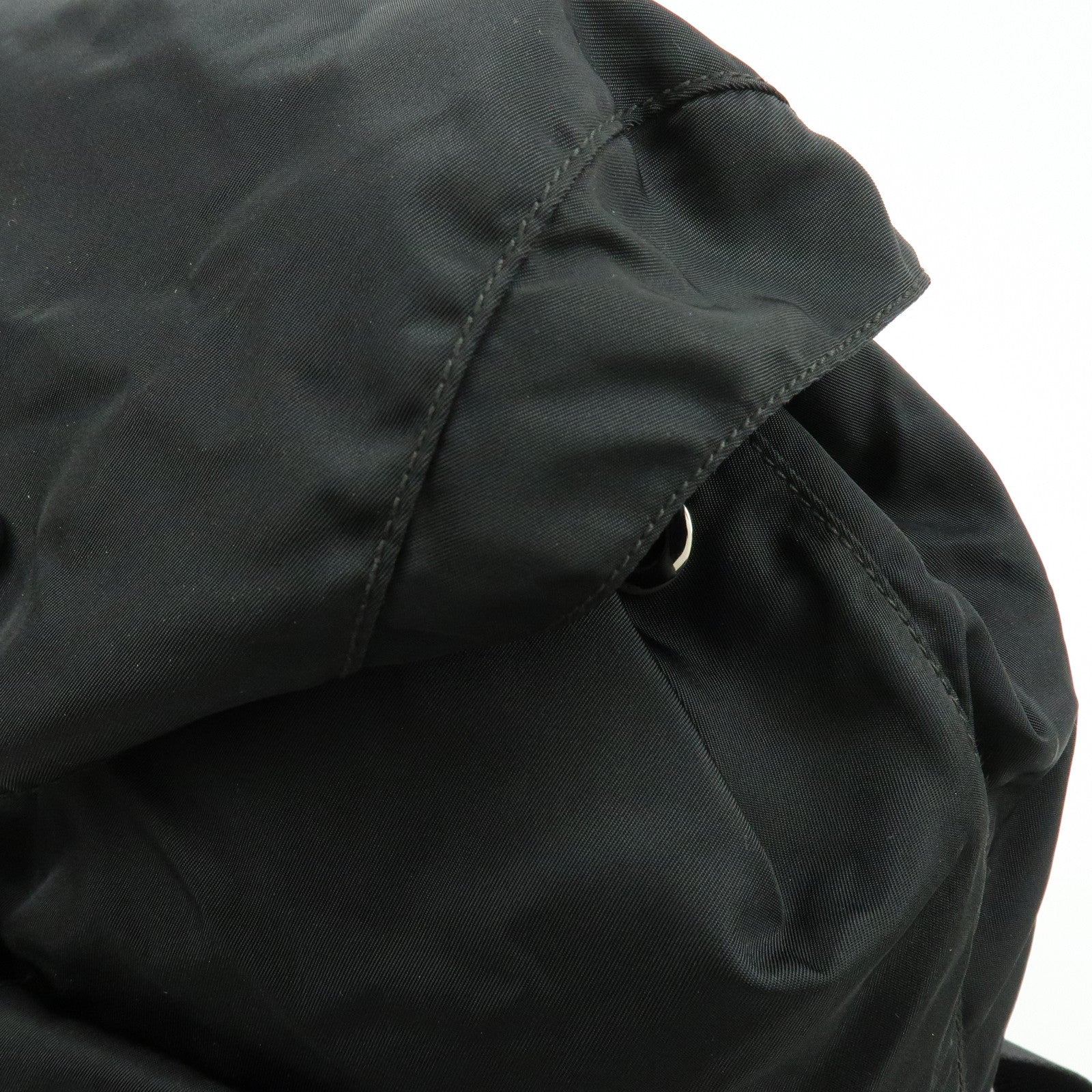 PRADA Triangle Logo Nylon Leather Backpack Rucksuck Black
