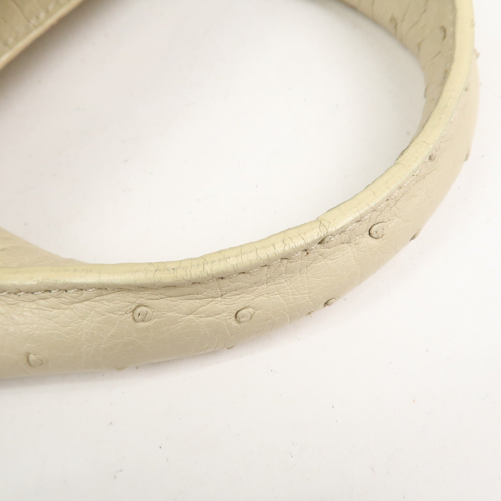 CELINE Ostrich Leather Boogie Bag Hand Bag Tote Bag Ivory