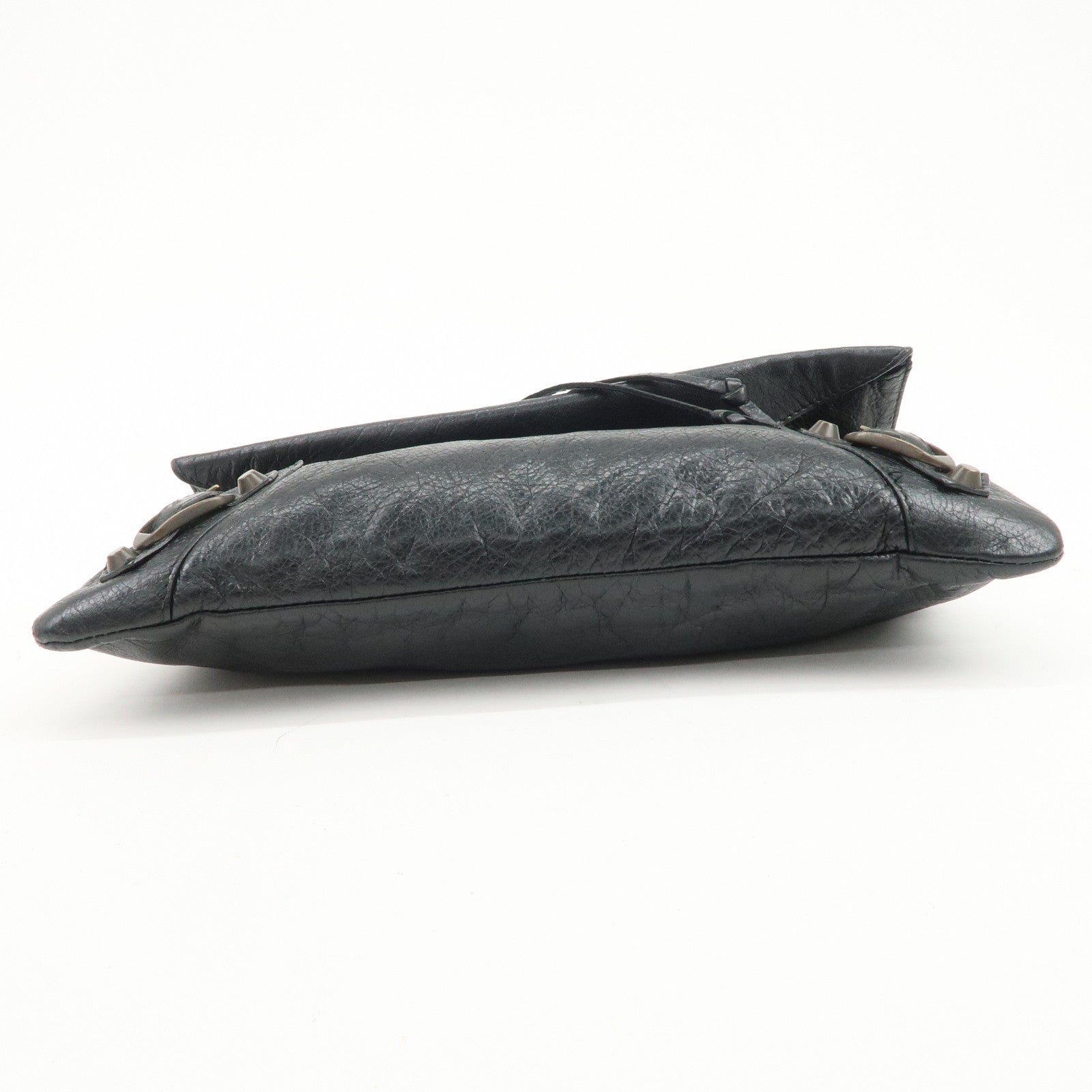 BALENCIAGA Leather Classic Envelope Shoulder Bag Black 319376