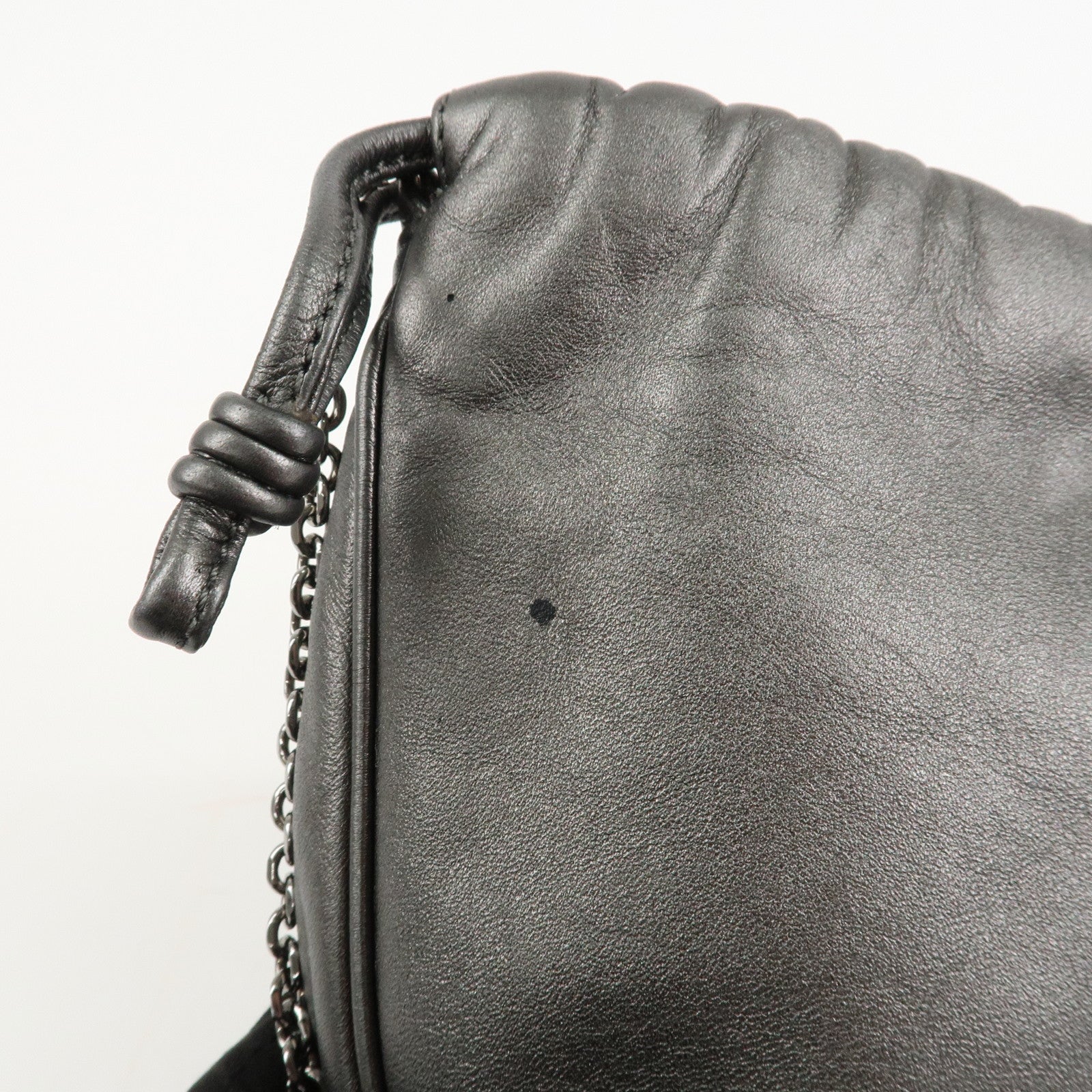 LOEWE Anagram Leather Chain Shoulder Bag Silver Used