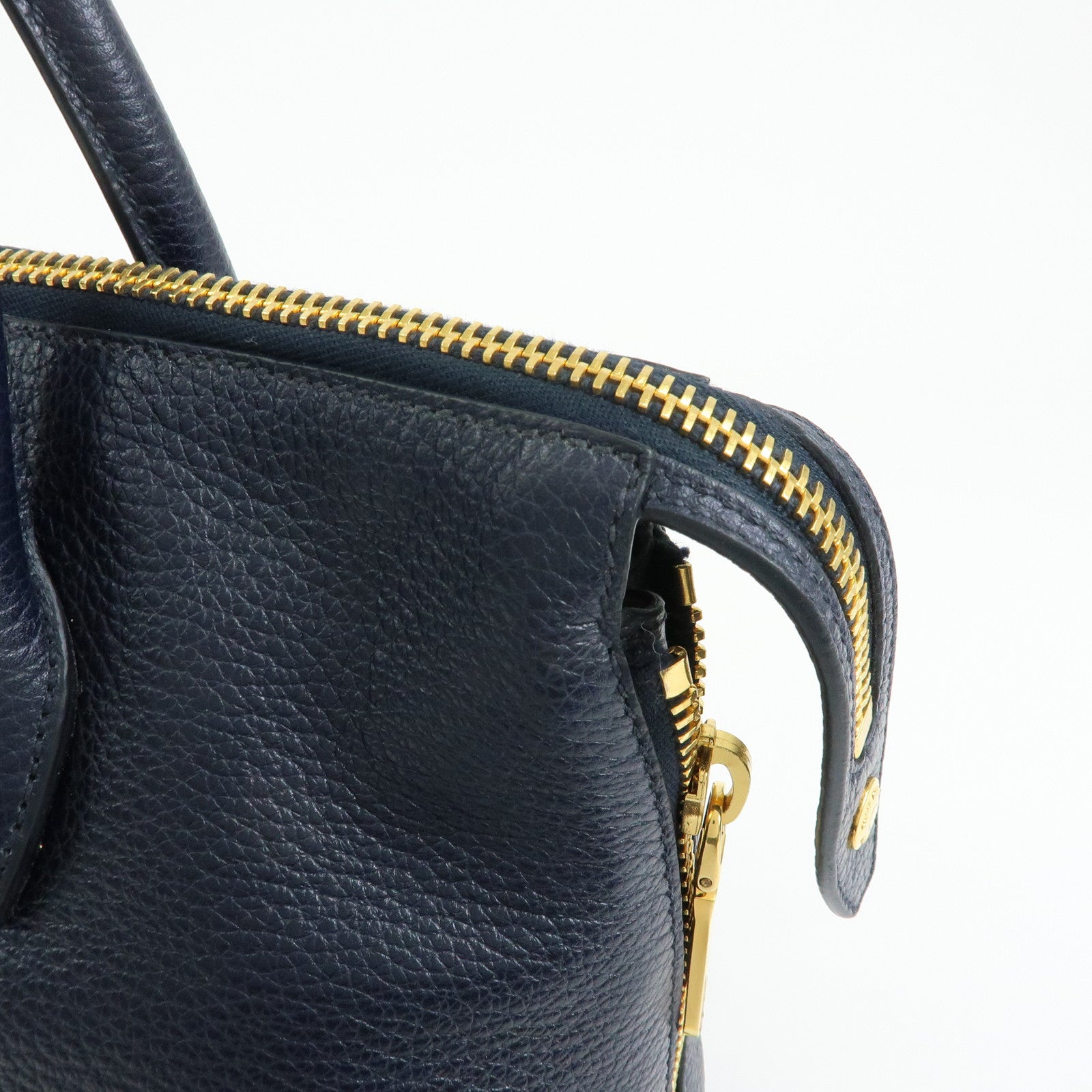 MIU MIU Logo Leather 2WAY Bag Shoulder Bag Hand Bag Navy 5BB016