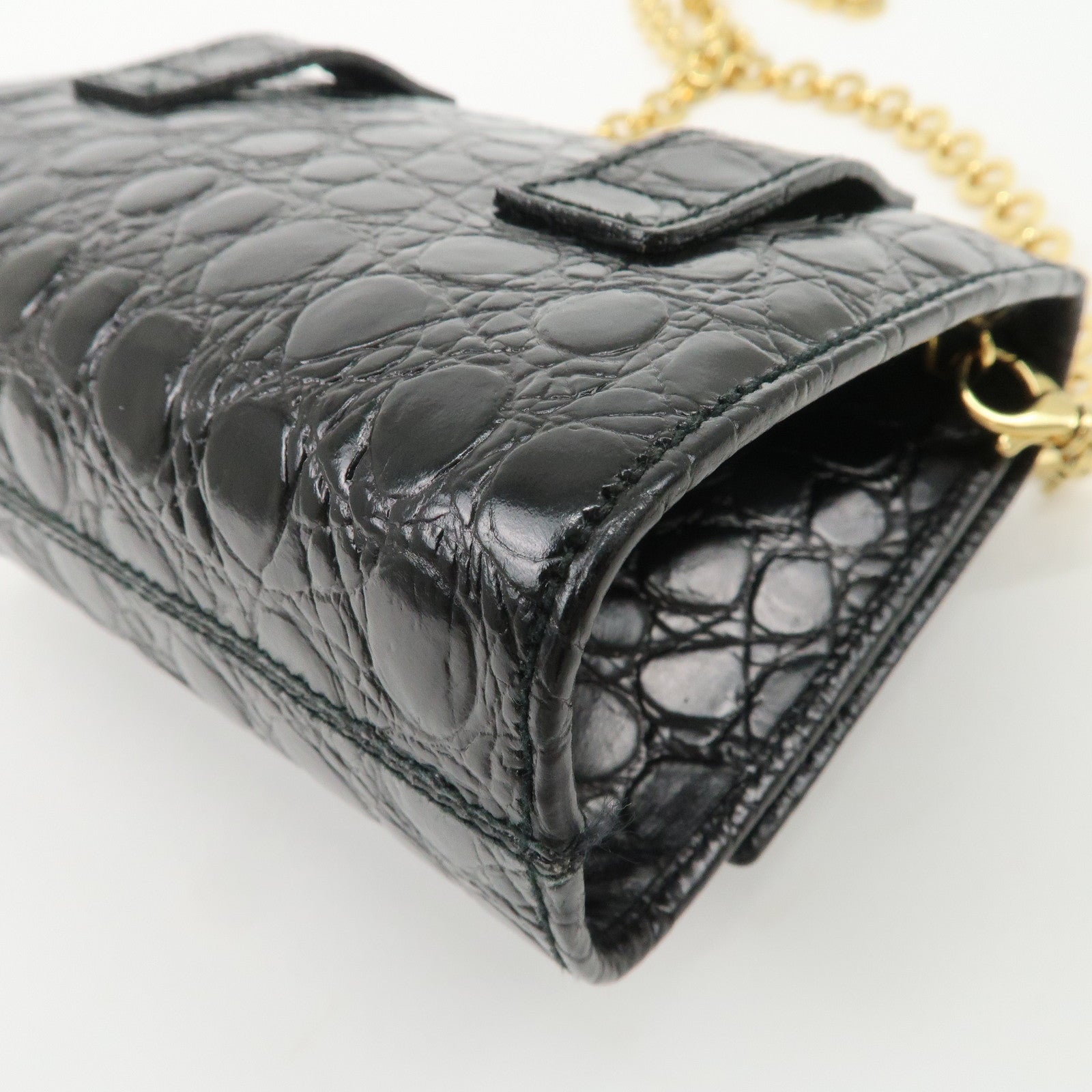 Ferragamo Vara Ribbon Leather Chain Shoulder Bag Black AQ213202