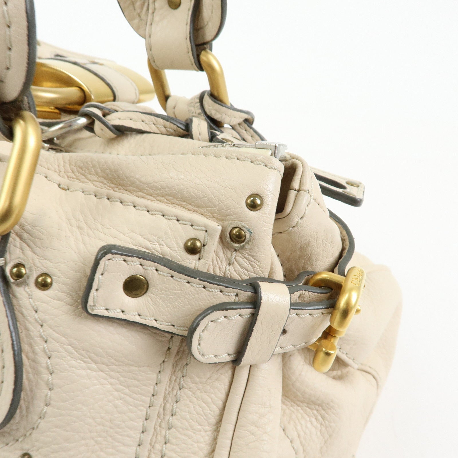 Chloe Paddington Leather Medium Hand Bag Shoulder Bag Ivory