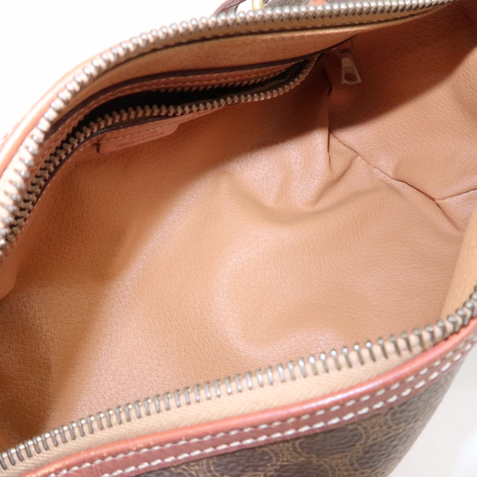 CELINE Macadam PVC Leather Hand Bag Boston Bag Brown