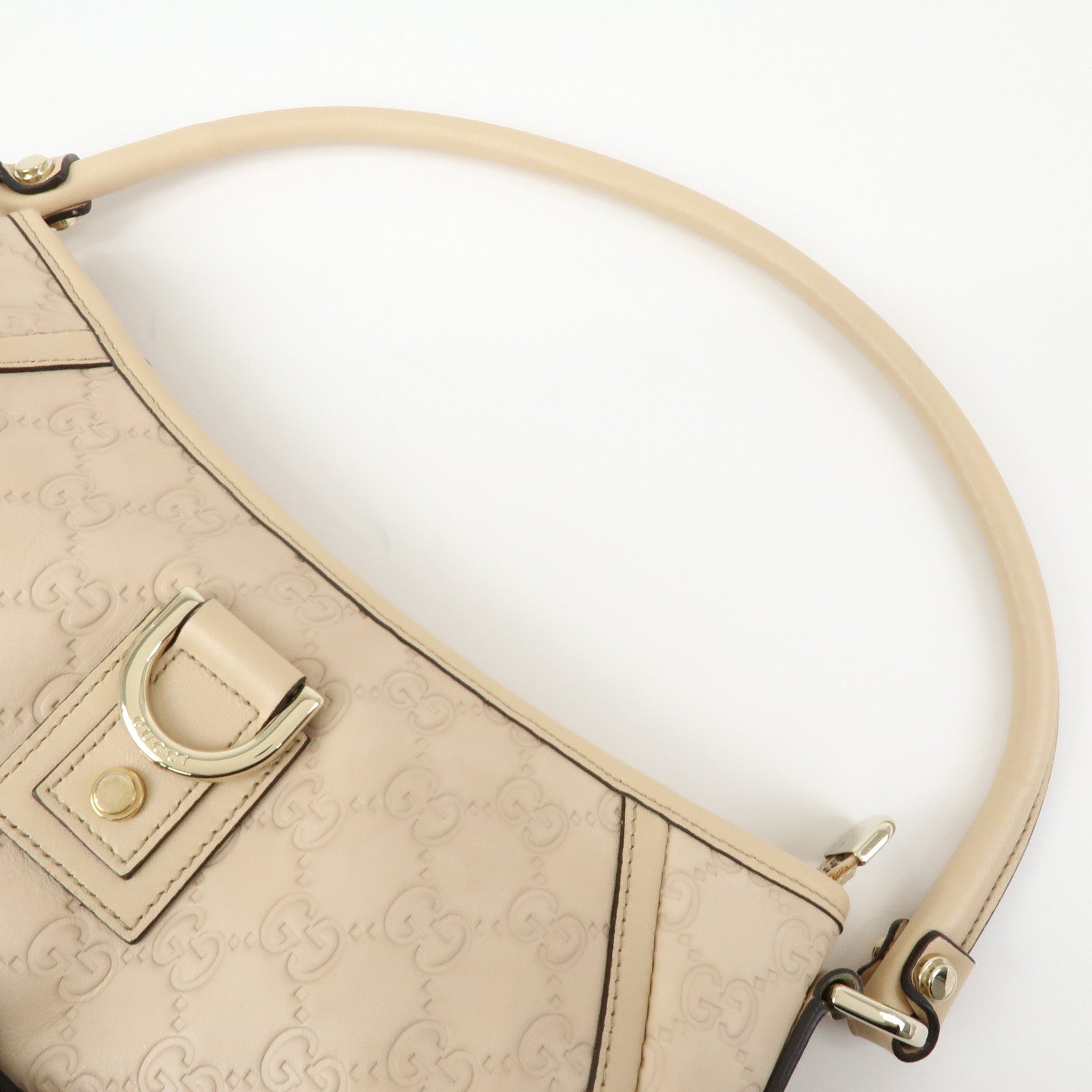 GUCCI Abbey Guccissima Leather Hand Bag Shoulder Bag Beige 130939