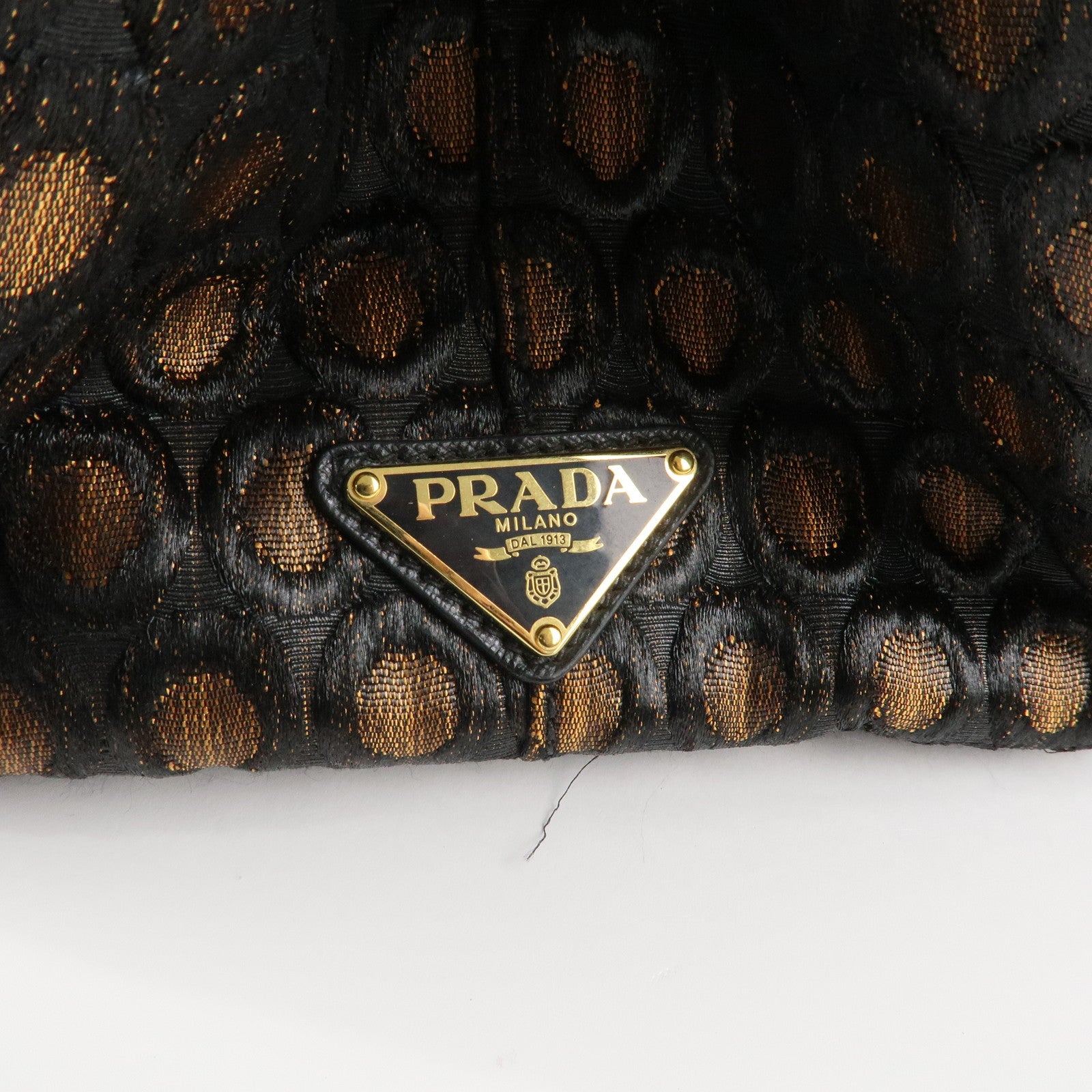 PRADA Canapa Canvas Tote Bag Hand 2Way Bag Black Orange BN1877 Used