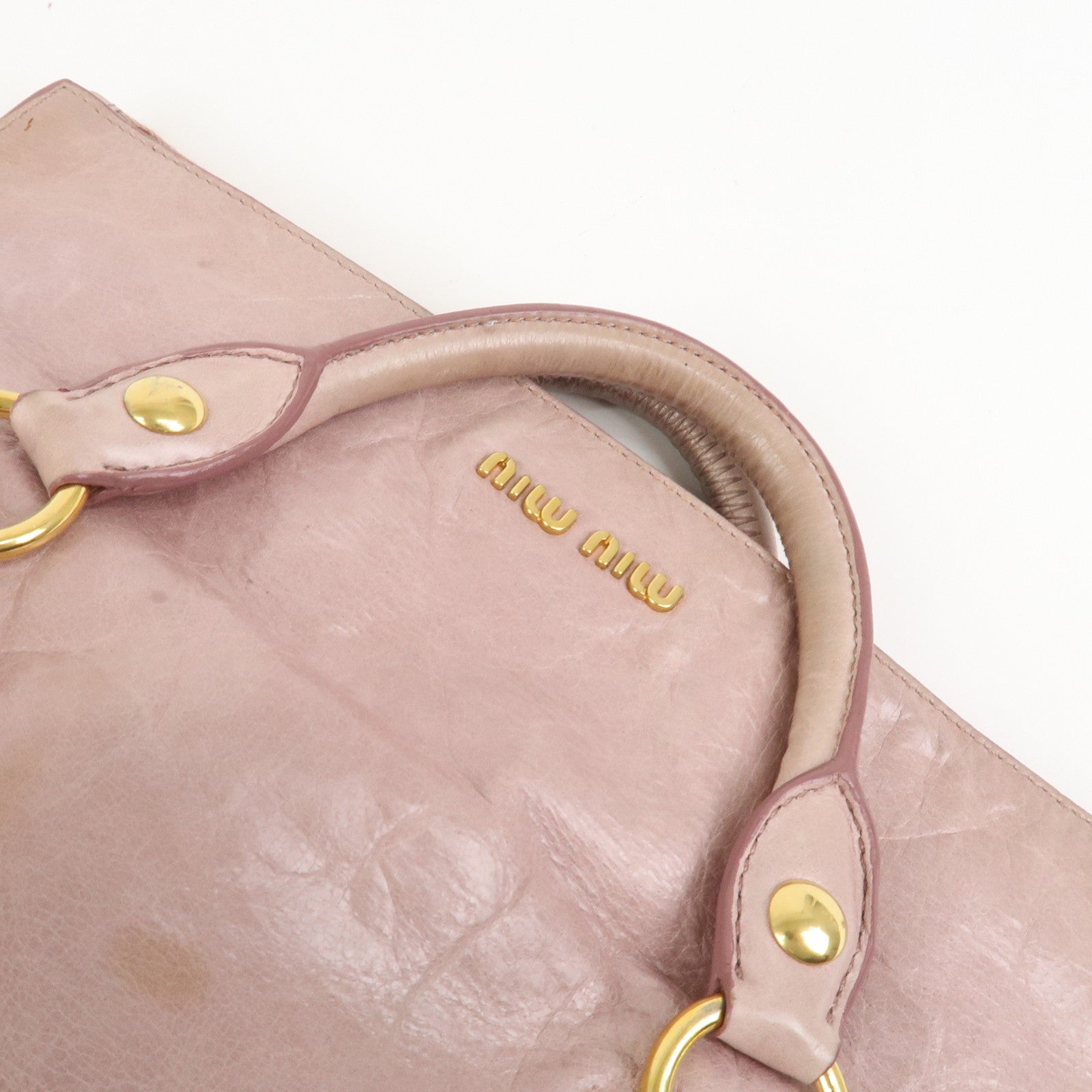 MIU MIU Side Ribbon Leather 2Way Shoulder Bag Hand Bag Pink RT0438