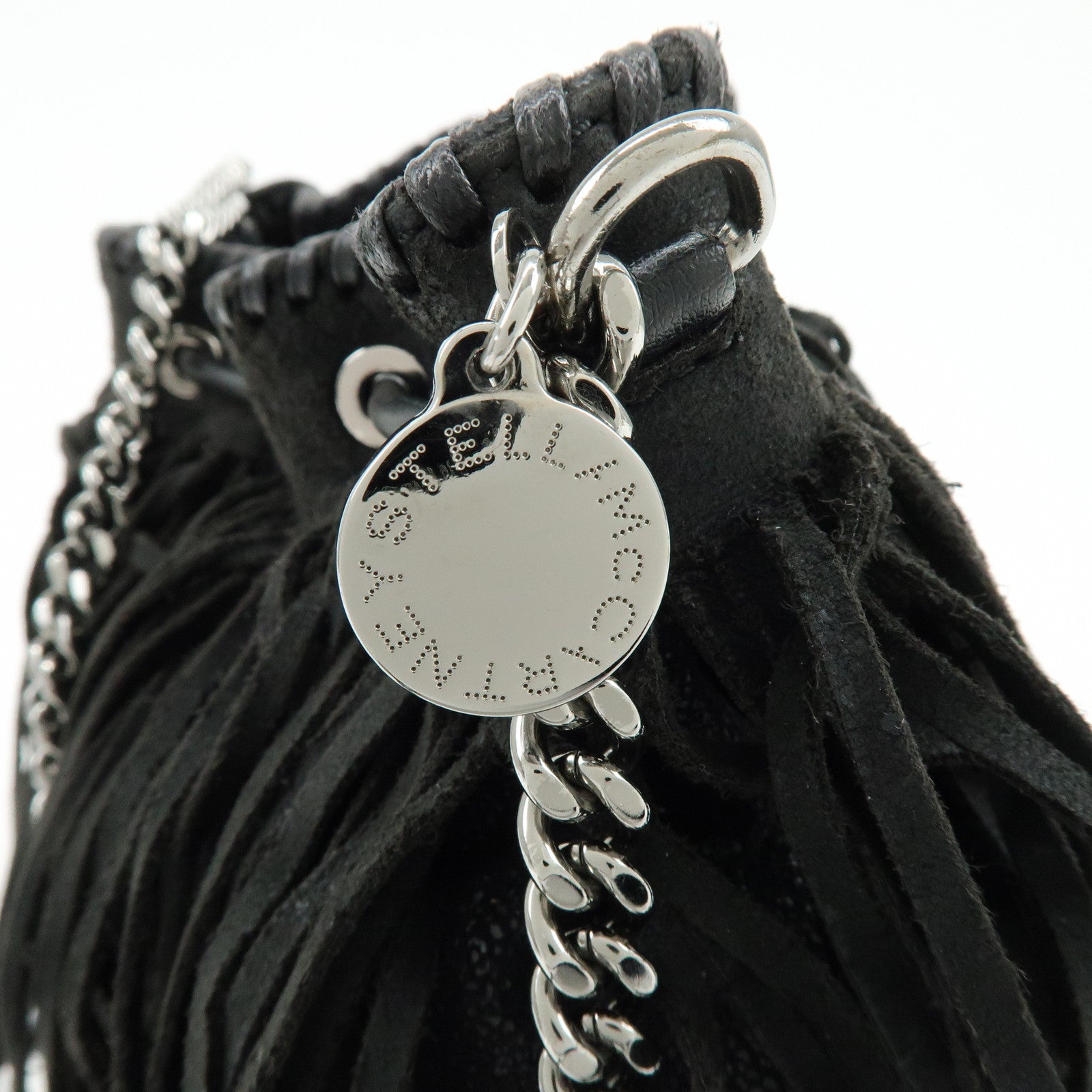 STELLA MCCARTNEY Falabella Fringe Bucket Shoulder Bag Black