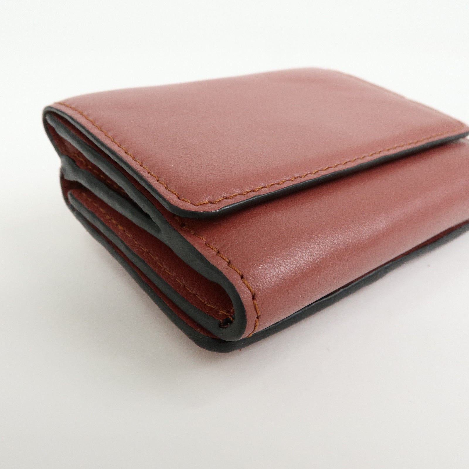 Chloe See By Chloe Leather Suede Compact Trifold Wallet Dusty Pink