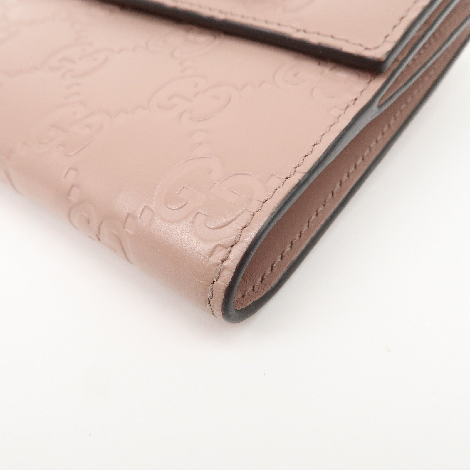 GUCCI Guccissima Leather Bi-Fold Compact Wallet Pink 406925